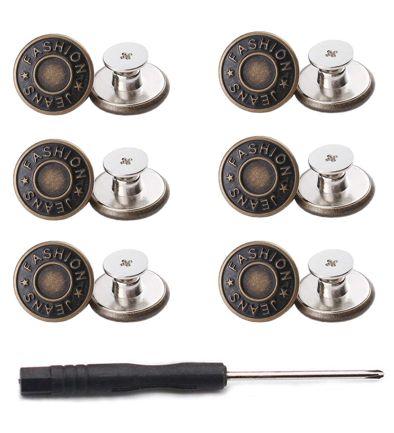 GIYOMI 20mm No Sewing Jeans Buttons Replacement Kit - 12 Sets Metal Buttons Repair Combo with Rivets and Screwdrivers | 0.79 inch - Buy Online on SooperMarket.com