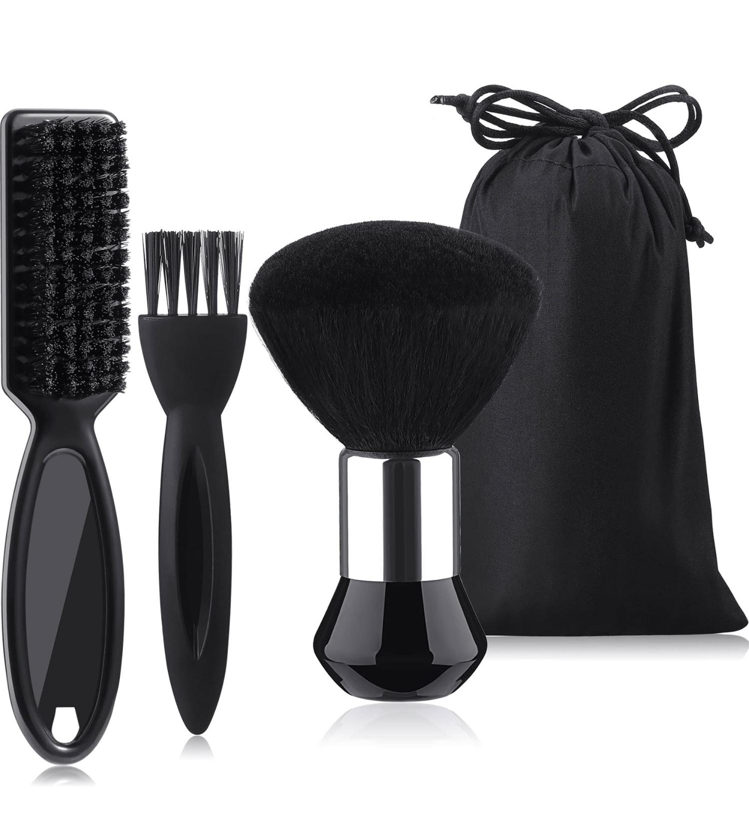 3-Piece Barber Neck Duster Brush Set with Storage Bag - Hair Clipper & Trimmer Cleaning Brushes - Buy Online on SooperMarket.com