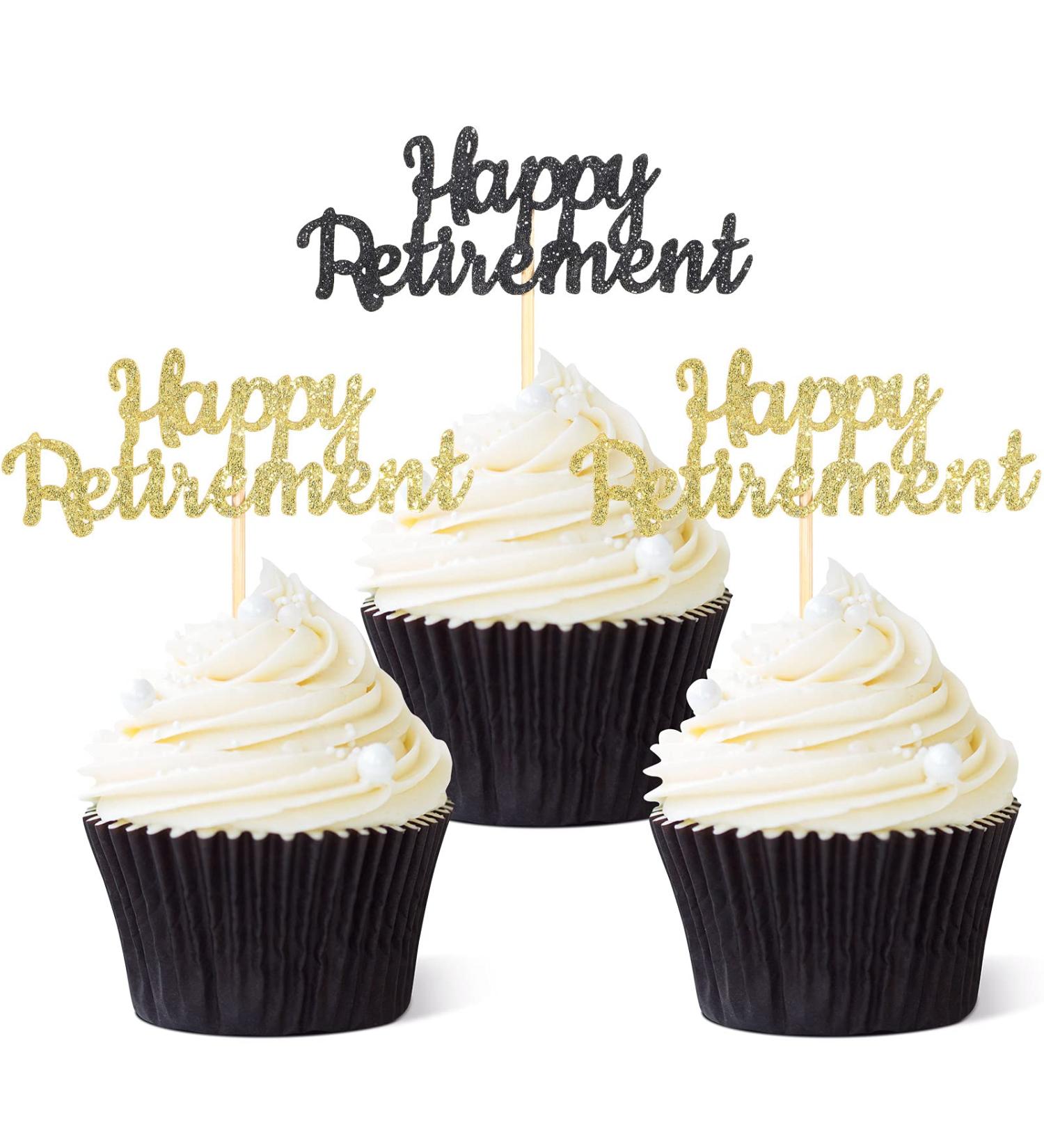 36 Pieces Happy Retirement Cupcake Toppers Retirement Food Picks Glitter Retired Cupcake Picks Retirement Theme Party Cake Decorations for Retirement Theme Party Supplies (Black Gold) - Buy Online on SooperMarket.com