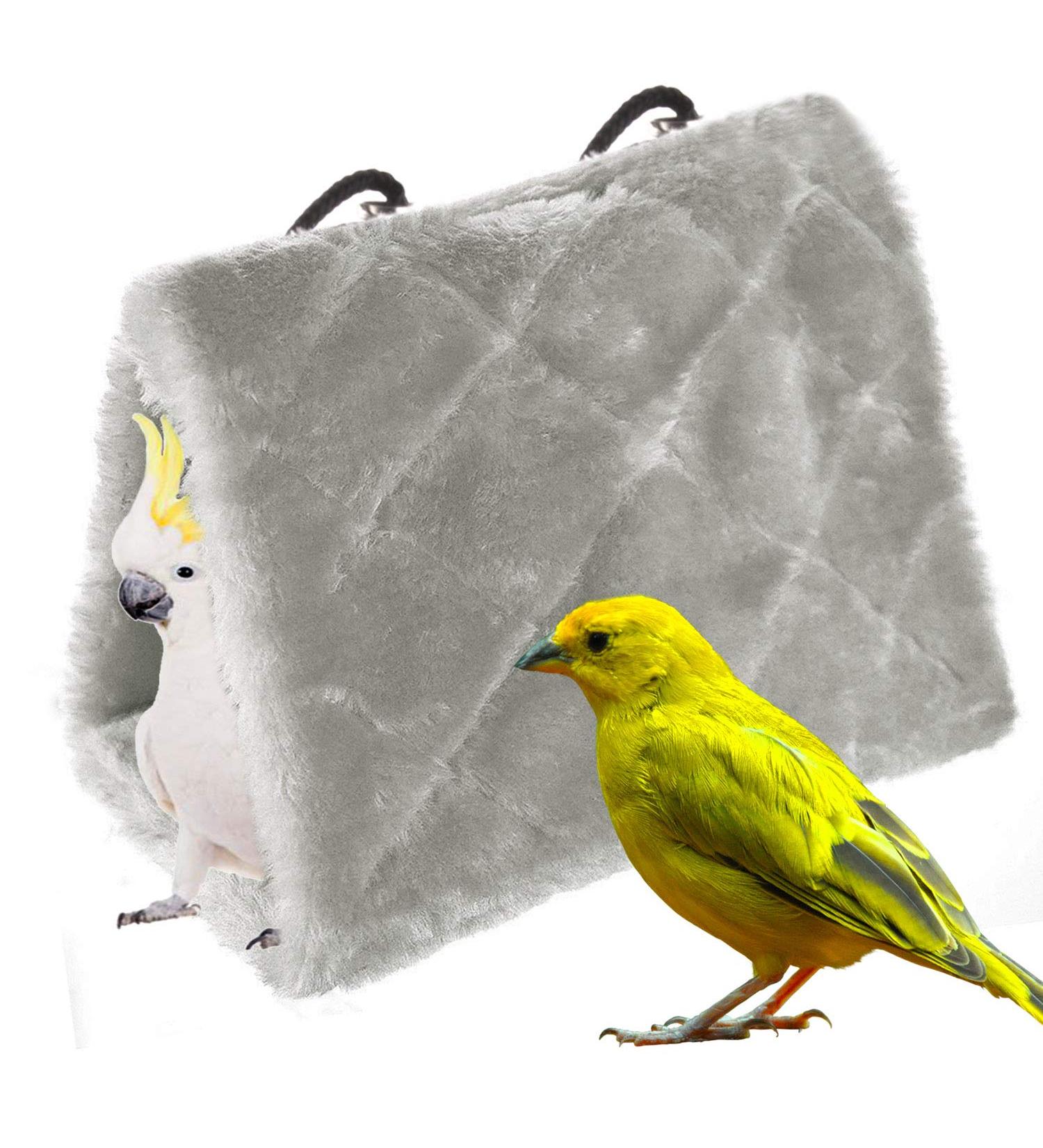 MATT SAGA Winter Warm Bird Nest House Shed Hut Hanging Hammock Finch Cage Plush Fluffy Birds Hut Hideaway for Hamster Parrot Macaw Budgies Eclectus Parakeet Cockatiels Cockatoo Lovebird (M Gray) M Gray - Buy Online on SooperMarket.com