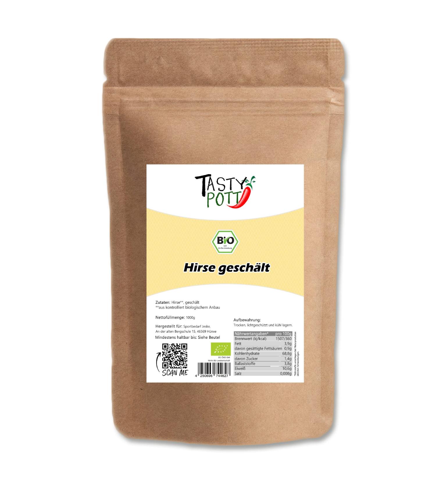 Tasty Pott Bio Millet Peel - Vegan Natural Supplement for Baking & Cooking - 1000g - Additive-Free Deer Grains - Buy Online on SooperMarket.com