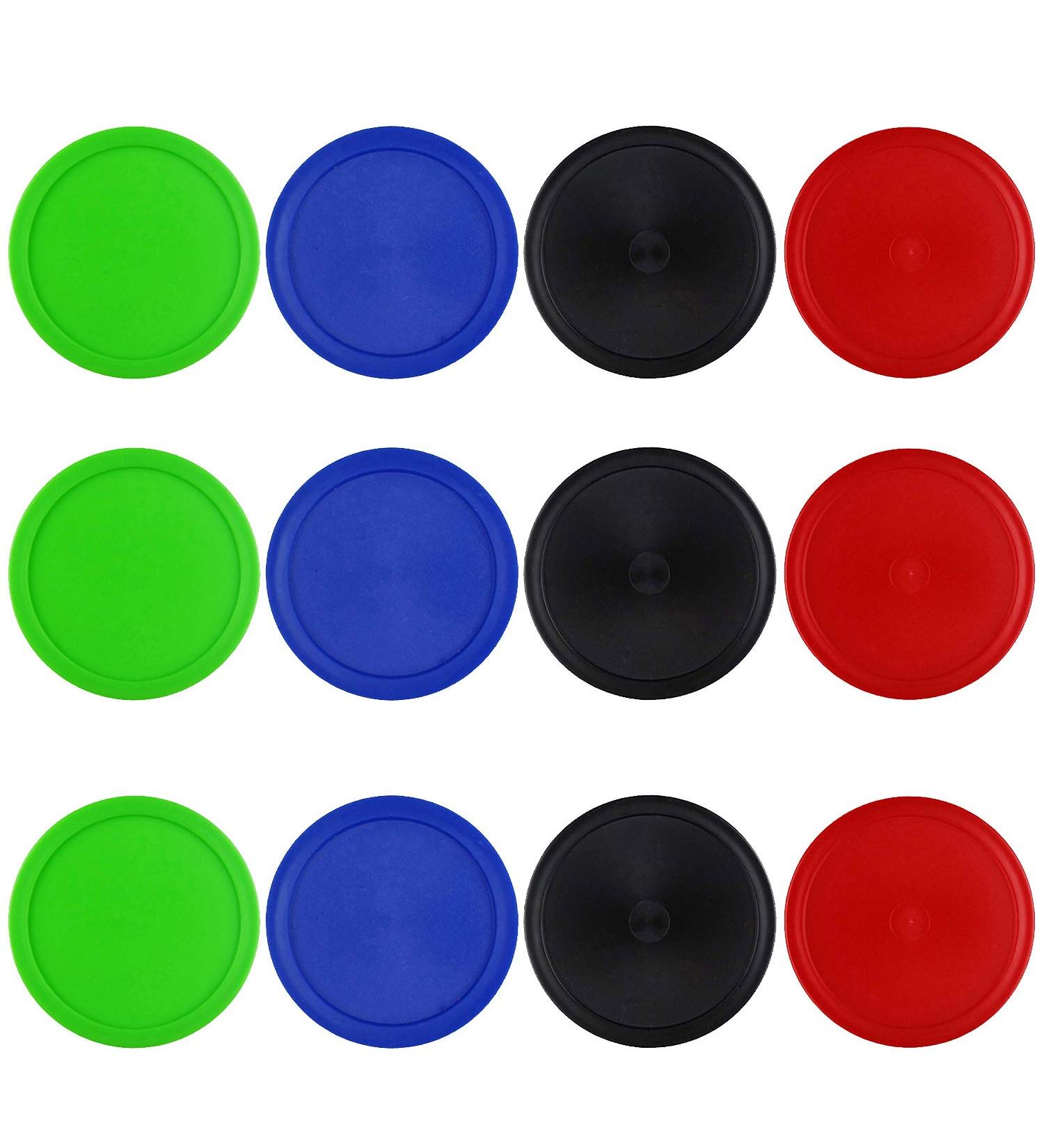 Kasteco 12 Pack 2.5 Inch Air Hockey Pucks for Small Table - Red Blue Green Black - 64x4 mm - Buy Online on SooperMarket.com