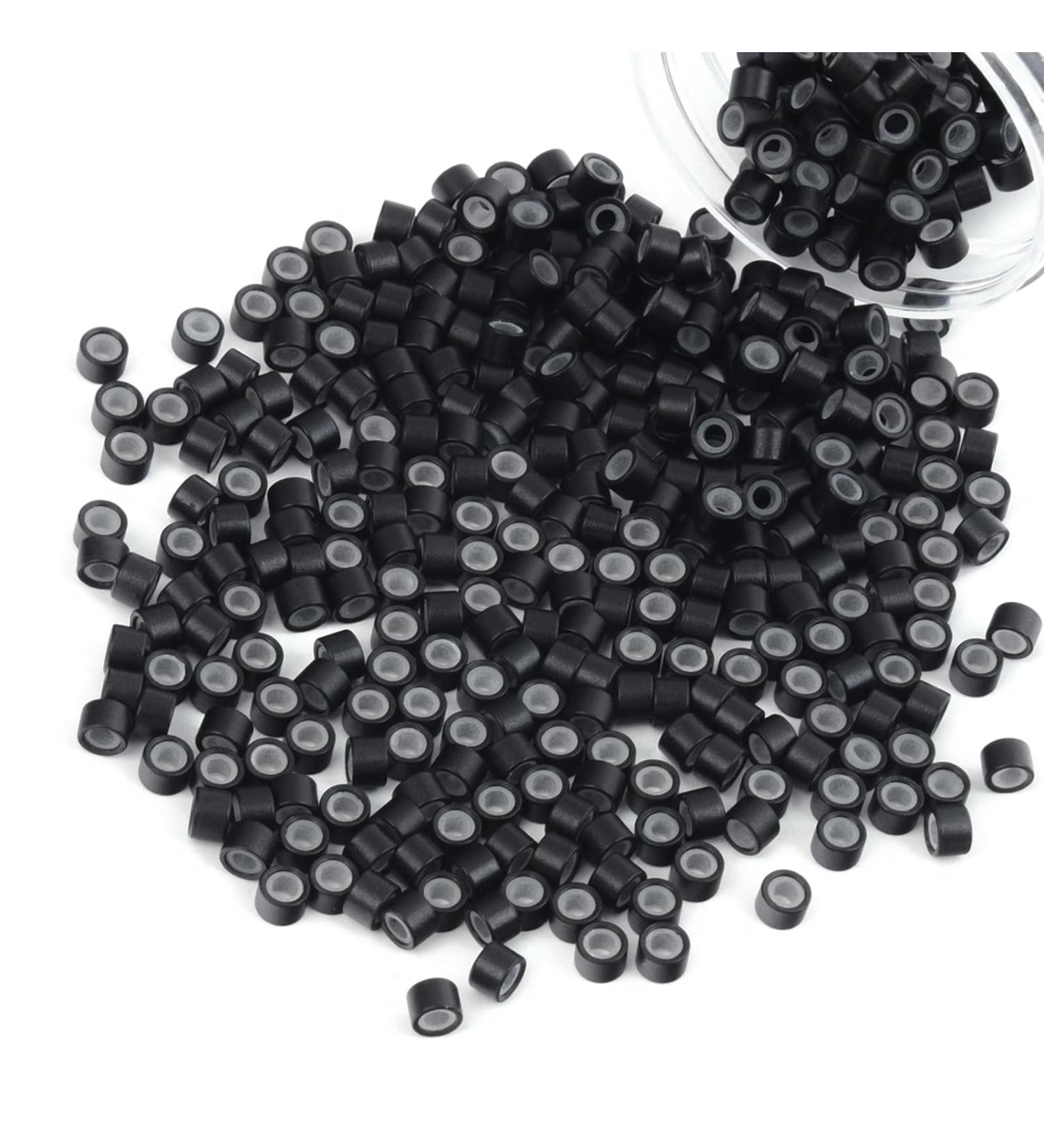 Vlasy 400 Pcs Silicone Micro Rings for I Tip Hair Extensions 4mm Micro Nano Beads Micro Links Hair Beads (Black) Micro-4mm-400Pcs Black - Buy Online on SooperMarket.com