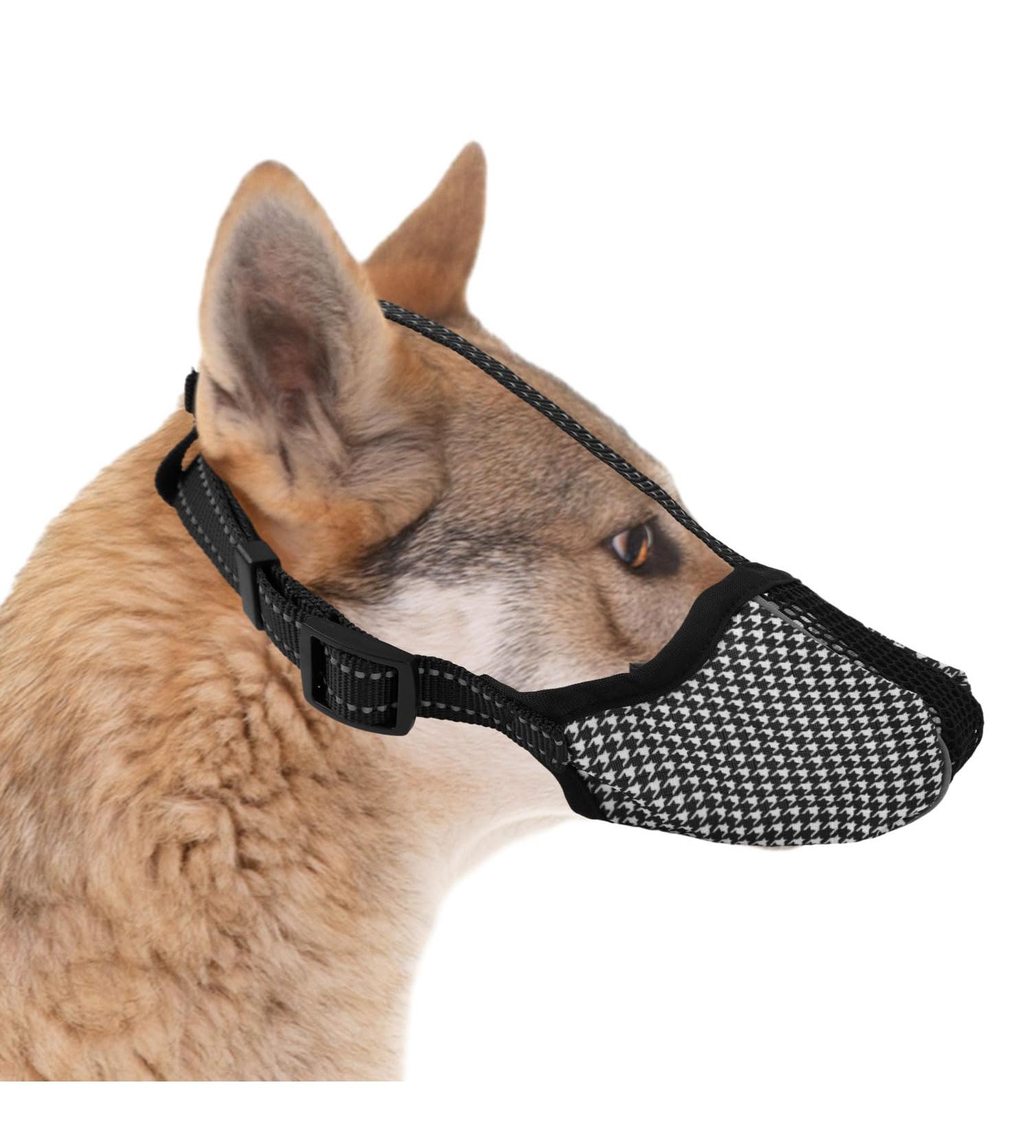 Breathable Mesh Dog Muzzle Anti Barking & Biting Chewing Dog Mouth Guard with Reflective Strap Adjustable Soft Basket Muzzle for Small Medium Large Dog (L) - Buy Online on SooperMarket.com