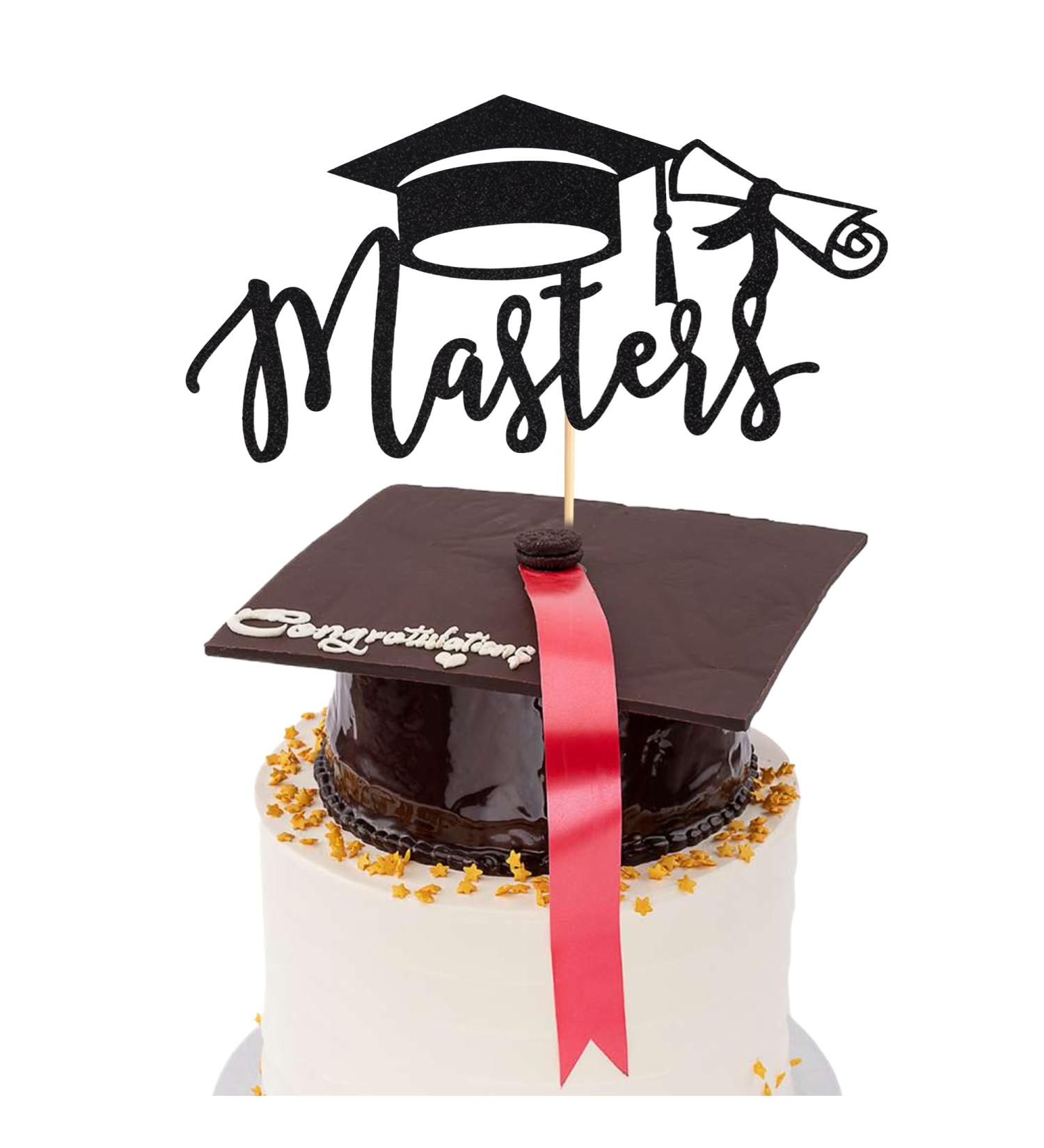 Arthsdite 1Pc Masters Cake Topper 2024 Graduation Cake Topper Congrats Grad Cake Decorations Masters Graduation Party Decorations Supplies - Black Glitter Black Masters Cake Topper - Buy Online on SooperMarket.com