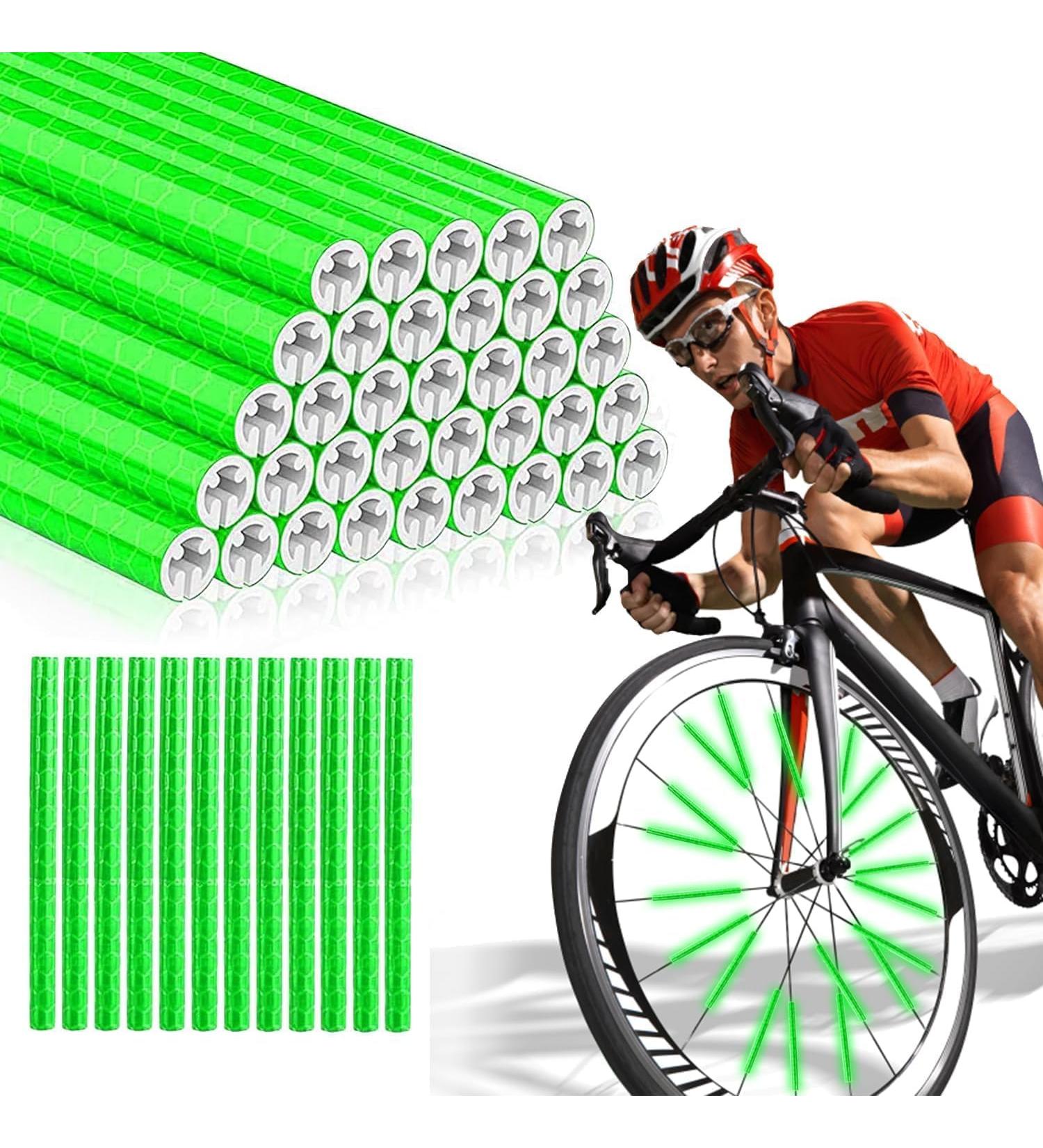 Terjbg 36 Pcs Bike Spoke Reflectors - 360 Visibility StVZO Approved Easy Assembly Green Bicycle Reflectors - Buy Online on SooperMarket.com
