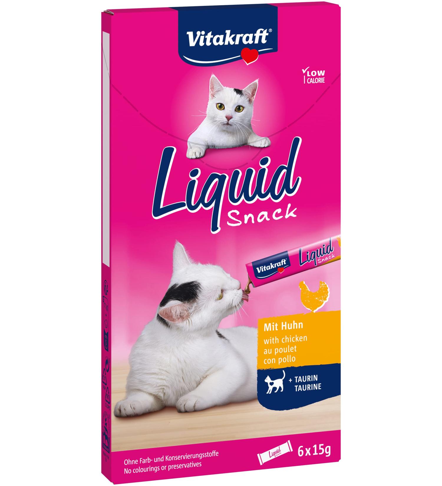 Vitakraft Liquid Cat Snack with Chicken & Taurine - 6 Pack - Premium Cat Treats for Healthy Hydration - Buy Online on SooperMarket.com