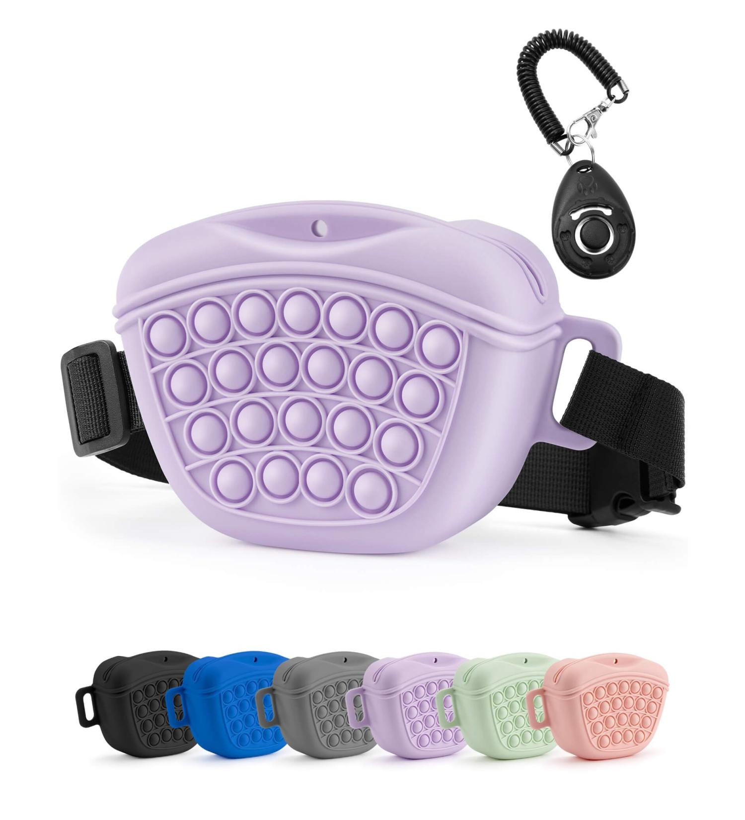 Buy Gobeigo Silikon Hundeleckerli Bags & Training Clicker - Magnetic Closure Treat Bag for Dogs Puppy Training & Walks Hip Belt Fanny Pack (Violet) - International Shipping Available - Buy Online on SooperMarket.com