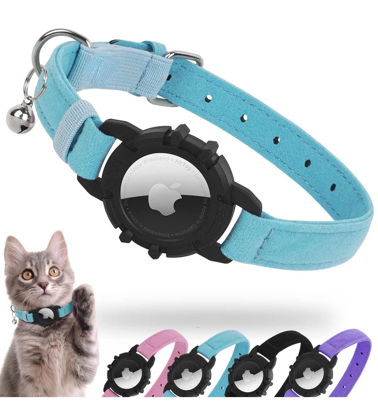 Apple AirTag Cat Neck Band - Light Tracker for Kittens & Puppies (7-9 inch) - Blue | International Shipping - Buy Online on SooperMarket.com