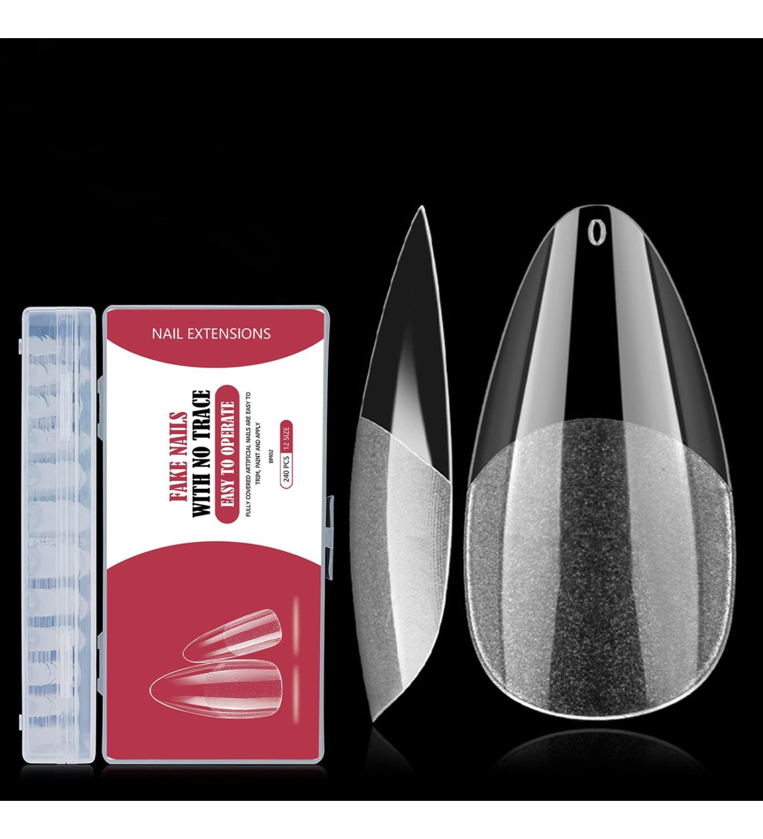 240PCS Medium Almond Gel Nail Tips Set - Pre-Buffed & Soft | Nail Extensions Kit for All Nails - Buy Online on SooperMarket.com