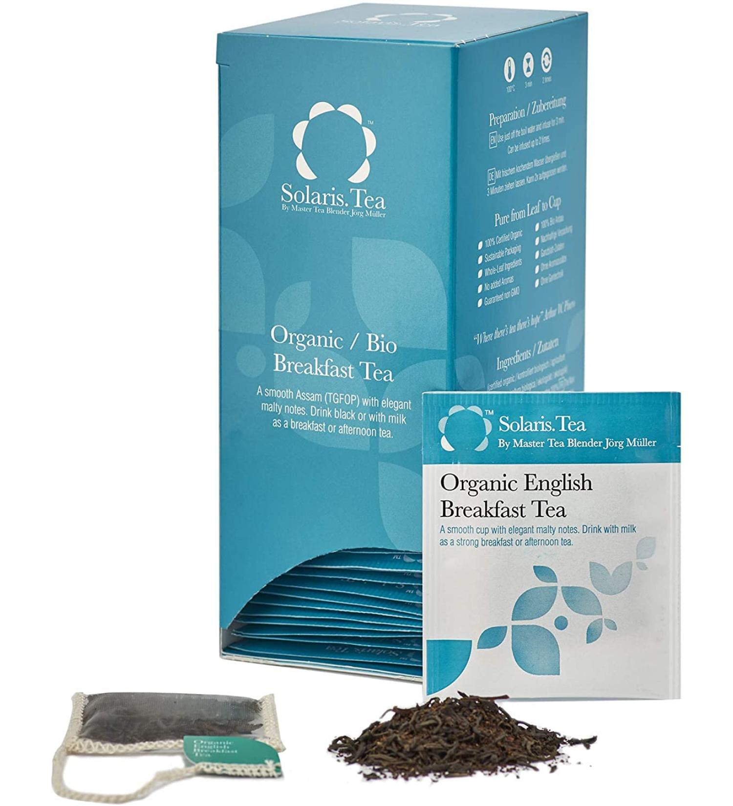 Buy Solaris Tea Organic English Breakfast 40 Silk Tea Bags | Premium Assam Black Tea for Energizing Mornings - International Shipping Available - Buy Online on SooperMarket.com