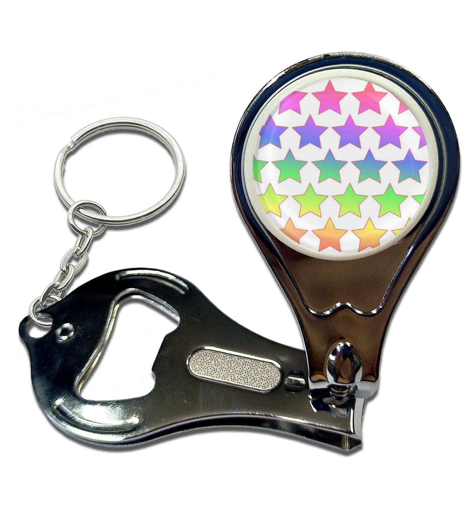 BadgeBeast.co.uk Rainbow Star Pattern - Key Ring Bottle Opener and Nail Clipper - Buy Online on SooperMarket.com