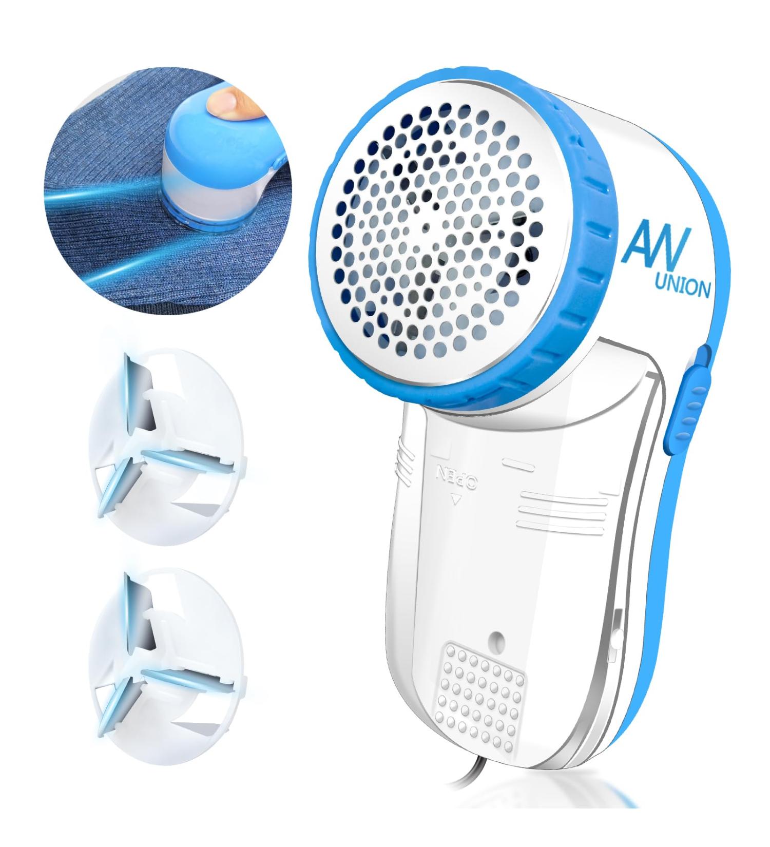 AW Union USB Powered Fabric Shaver & Lint Remover – Efficiently Remove Lints from Clothes Upholstery | 70 Cord & 2 Replacement Blades – Blue - Buy Online on SooperMarket.com