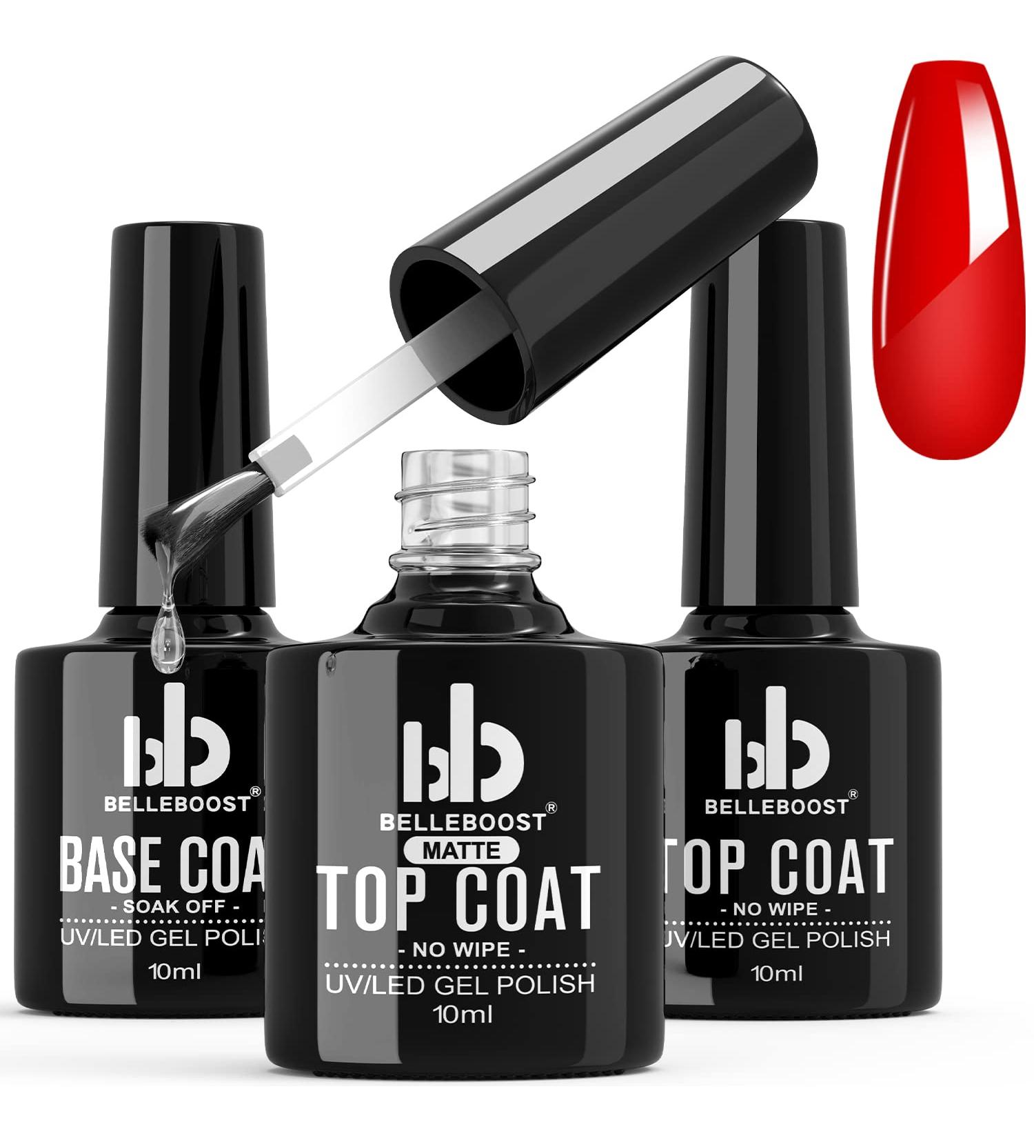 Matte High Gloss Base Coat Top Coat Gel Set - Long Lasting Shine | 3Pcs 10ml/Bottle - Buy Online on SooperMarket.com