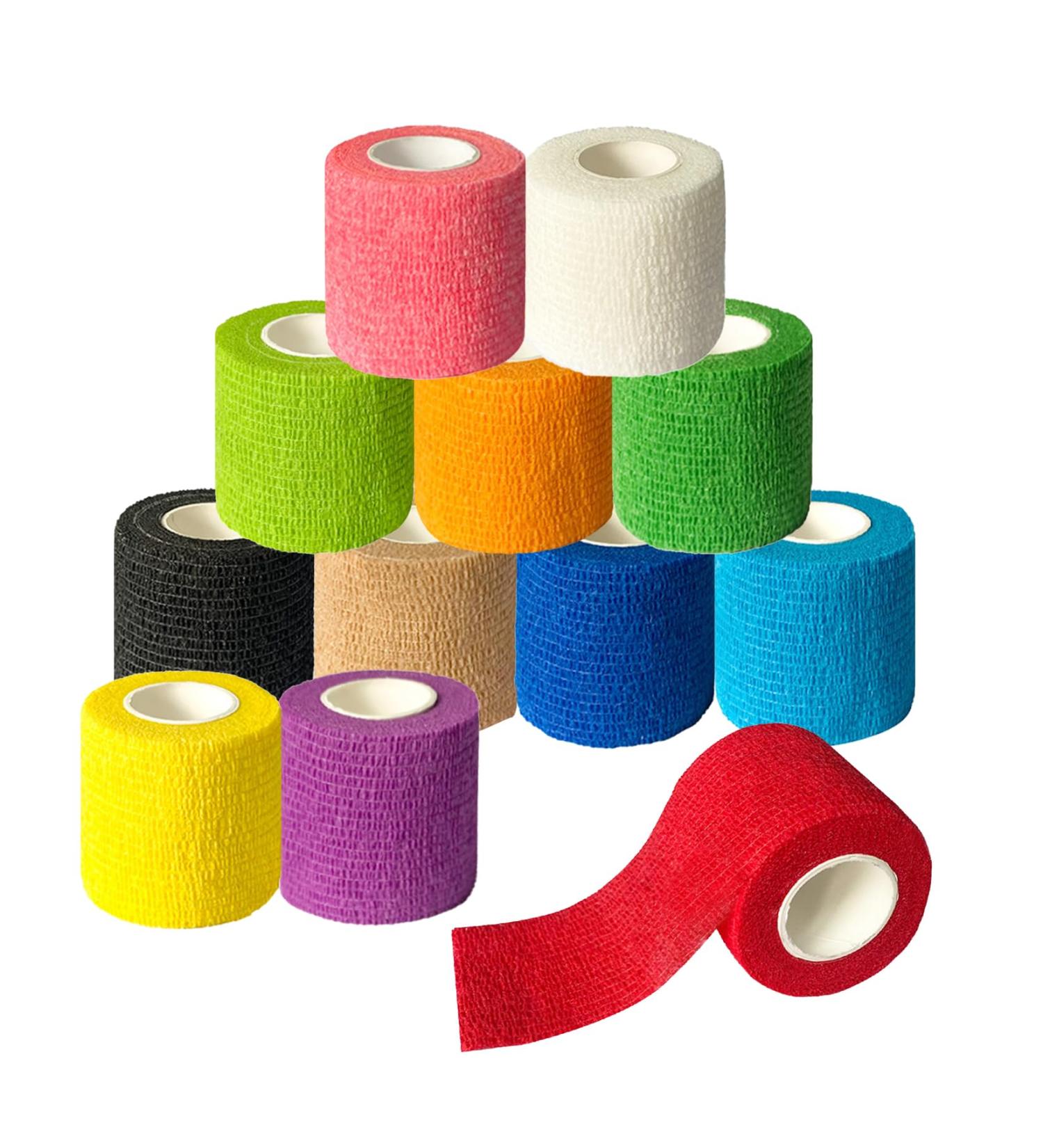 Jurcicat Self-Adhesive Bandage - 12 Rolls (7.5cm x 4.5m) | Air Permeable First Aid & Sports Injury Protection for Humans & Dogs - Buy Online on SooperMarket.com