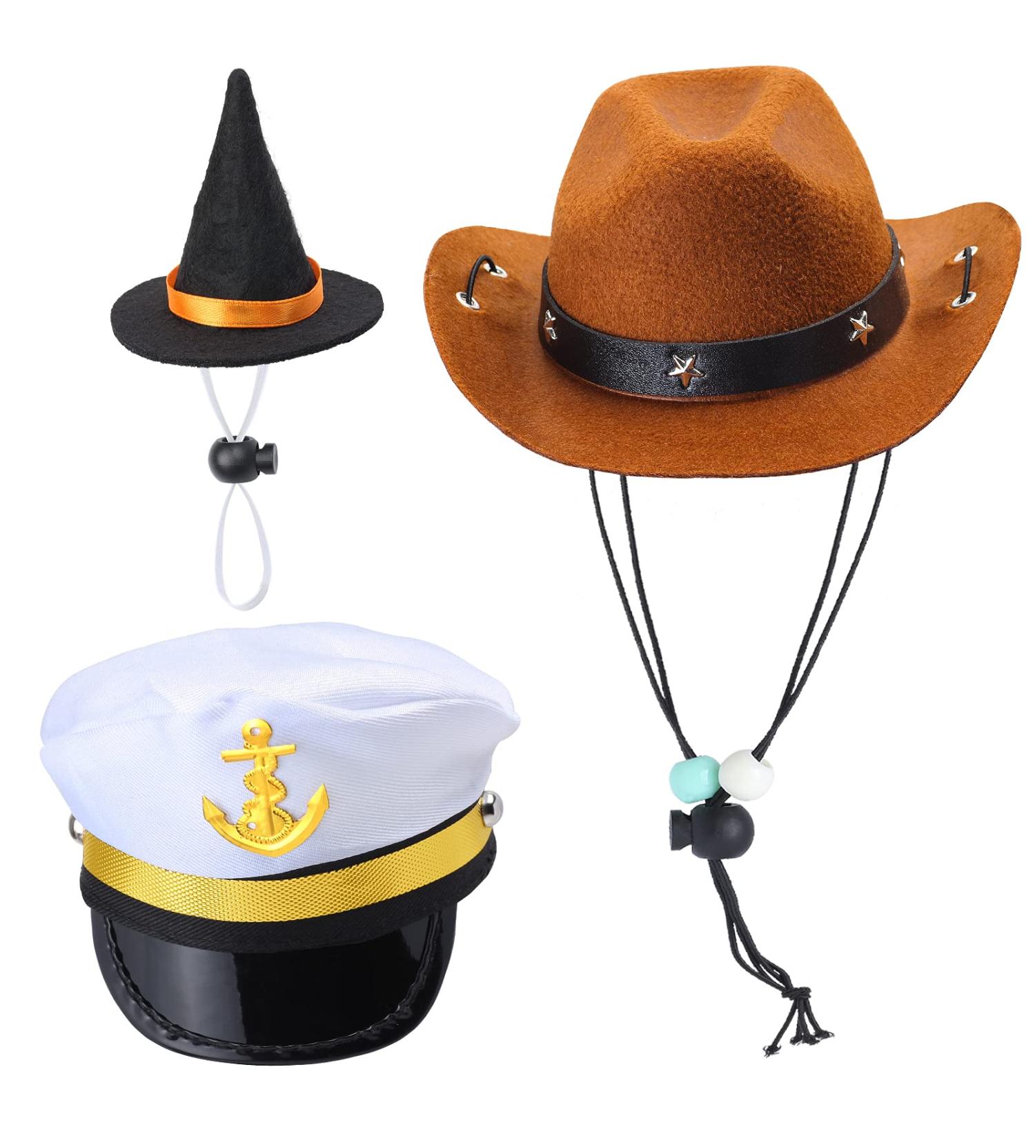 Yewong Pet Sailor Captain Cowboy Witch Hat Set for Halloween Party - 3 Pieces - Buy Online on SooperMarket.com