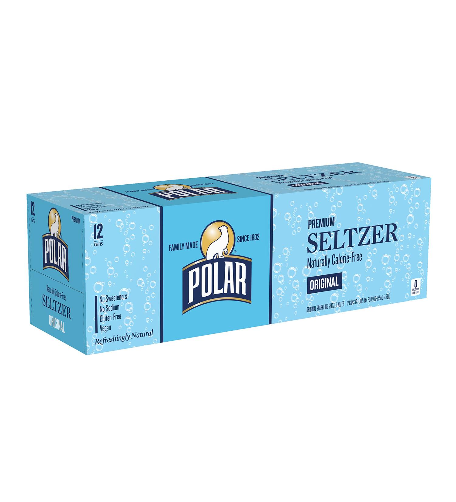 Polar Seltzer Water Original 12 fl oz Cans - 12 Pack | Refreshing Sparkling Water - Buy Online on SooperMarket.com