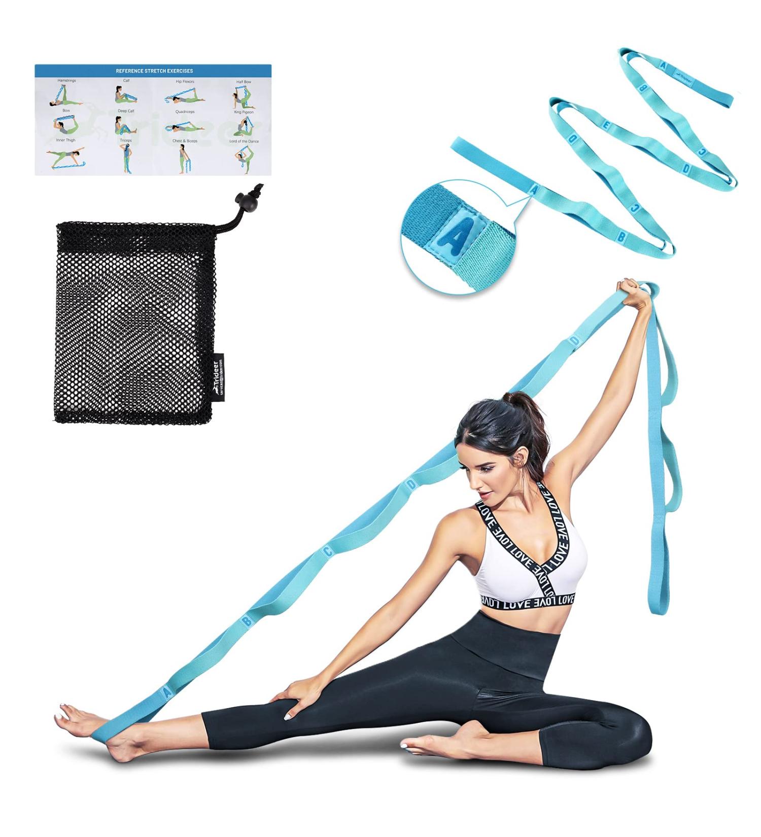 Trideer Non-Elastic Yoga Stretching Strap - 10/12 Loop Home Workout & Rehabilitation Tool - Buy Online on SooperMarket.com
