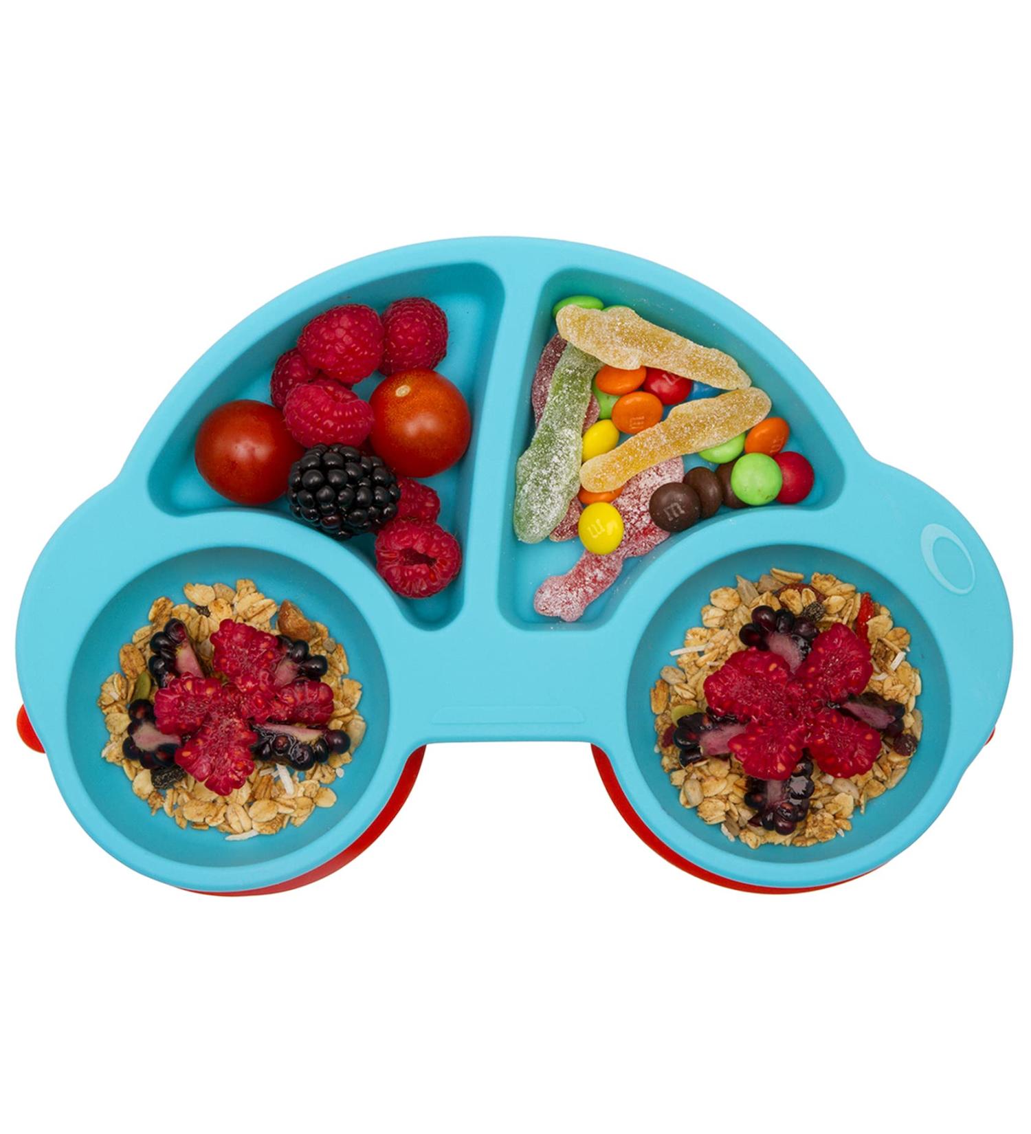Baby Silicone Placemat Non-Slip Feeding Plate for Toddlers - BPA-Free, FDA Approved, Dishwasher Safe (New Car Blue) - Buy Online on SooperMarket.com