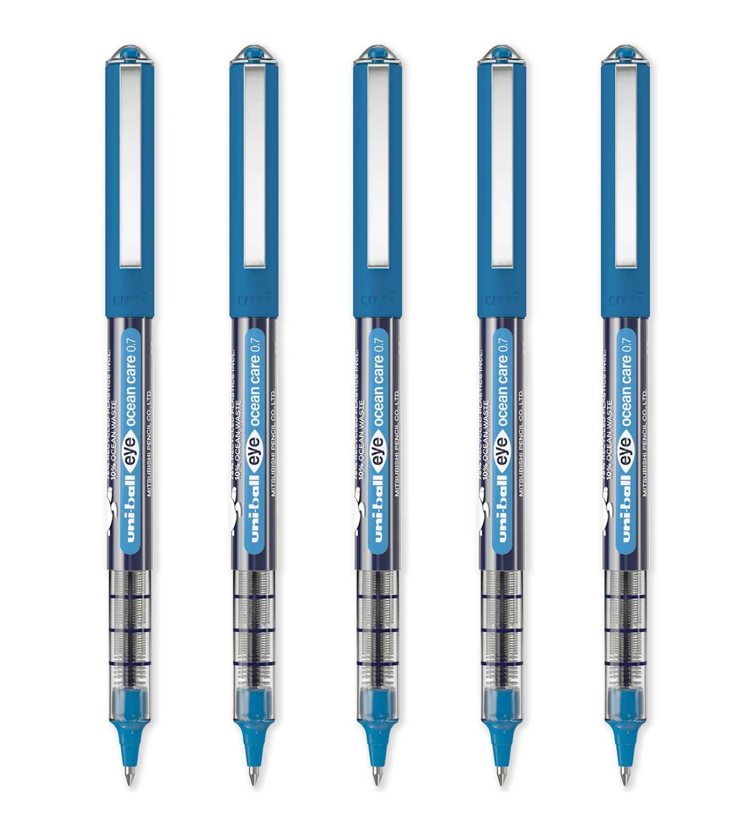 Uni-Ball Eye Ocean Care UB-157ROP 0.7mm Fine Ballpoint Pen - Water-Repellent Blue Ink for Writing Drawing & Art (5-Pack) - Buy Online on SooperMarket.com