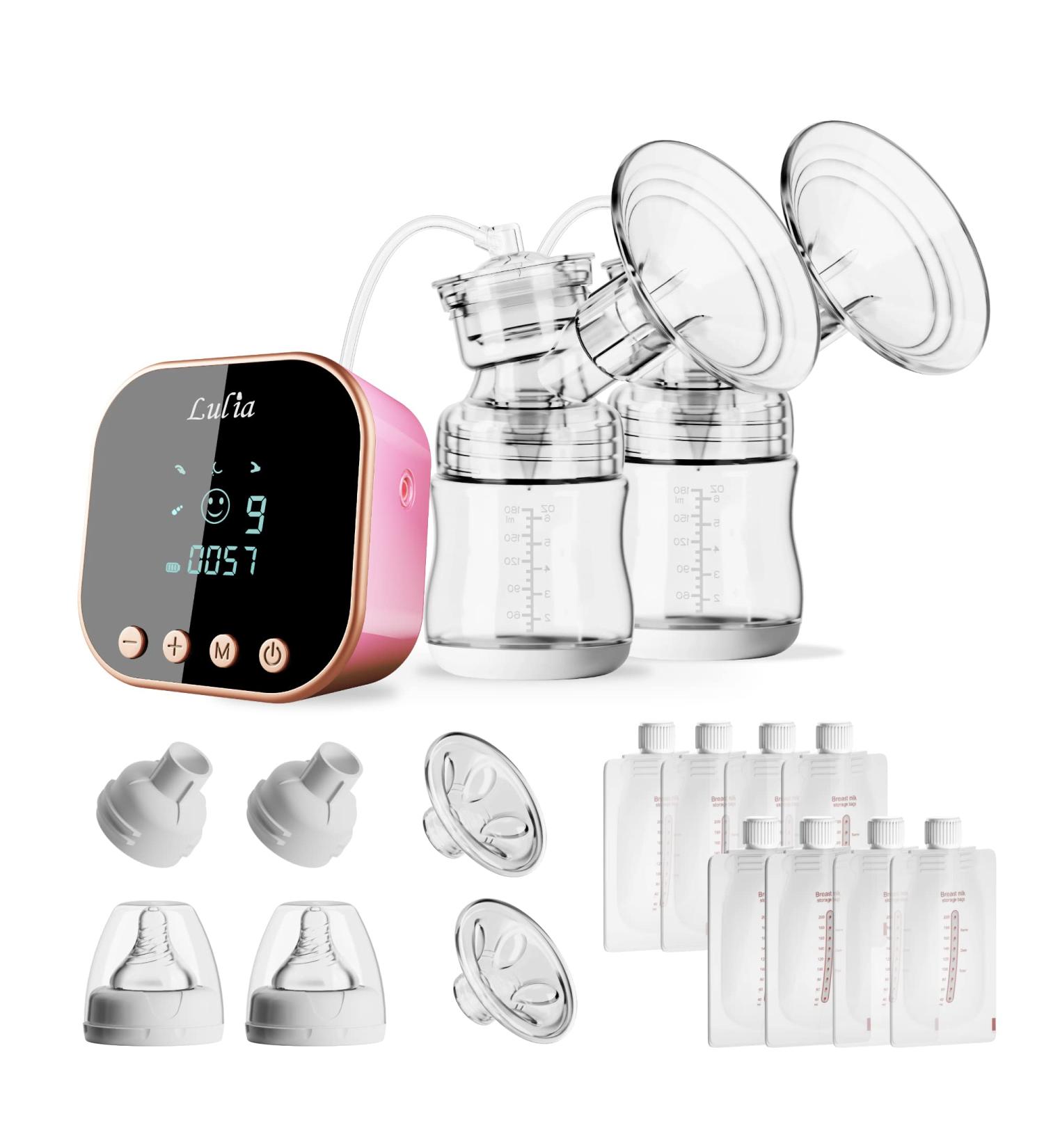 Double Electric Milk Pump | 3 Modes, 9 Levels, 2 Flange Sizes | Rechargeable Nursing Pump with Storage Bag | Ideal for Home and Travel - Buy Online on SooperMarket.com