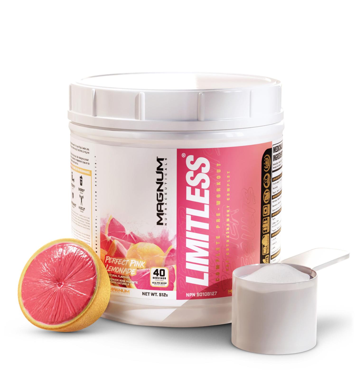 LIMITLESS Magnum 504g - Muscle Workout Powder Sport Pre Workout for Men and Women May Assist & Support Increase Energy Focus and Endurance - Pink Lemonade - Buy Online on SooperMarket.com