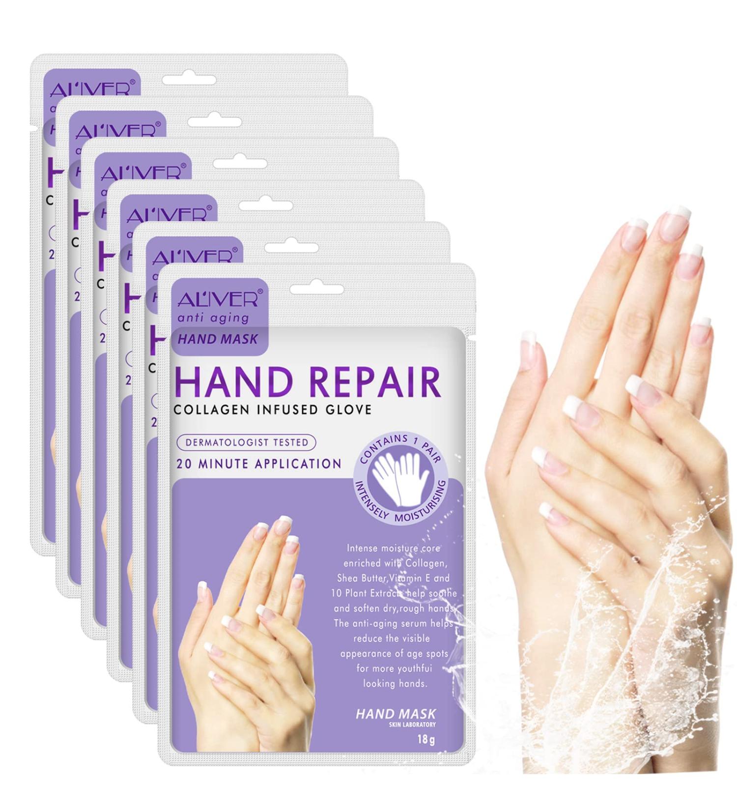 CCKULOOB Hand Mask 6 Pairs Super Hydrating Hand Mask Moisturizing Hand Mask that Enriched with Collagen Shea Butter and Vitamin-E to Revive Dry Rough and Cracked Skin (6 Lavender) 6 Packs Lavender - Buy Online on SooperMarket.com