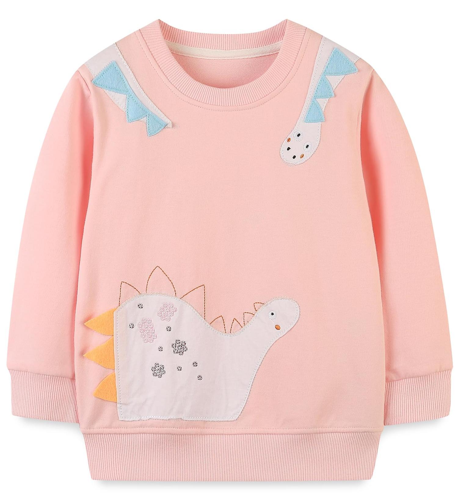 Girls Dinosaur Sweatshirt | Cotton Top for Kids | Long Sleeve Pullover | Age 4-5 Years - Buy Online on SooperMarket.com