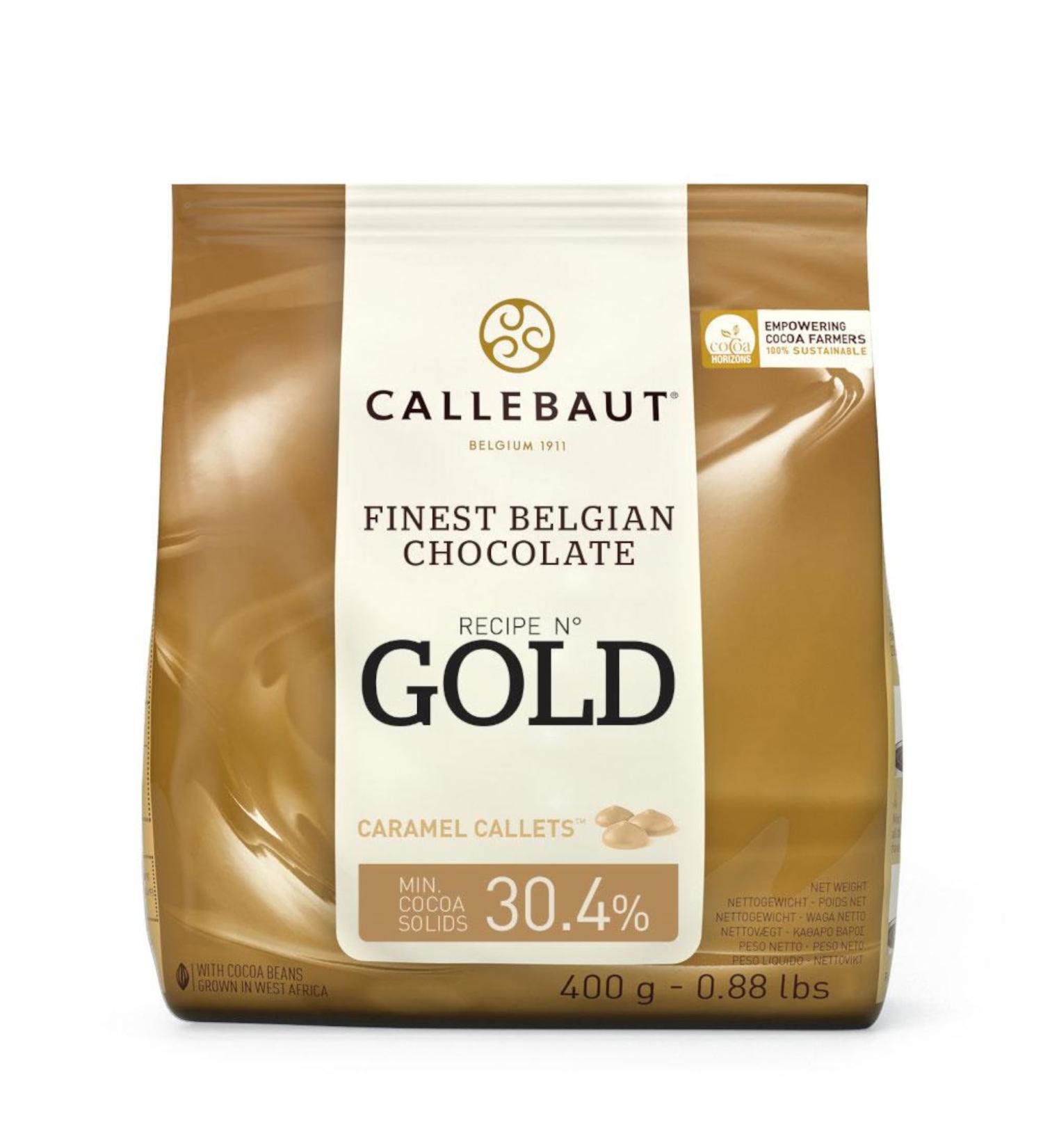 Callebaut | Gold 30.4% Finest Belgian Caramel Chocolate Couverture Callets | 1x400g - Buy Online on SooperMarket.com