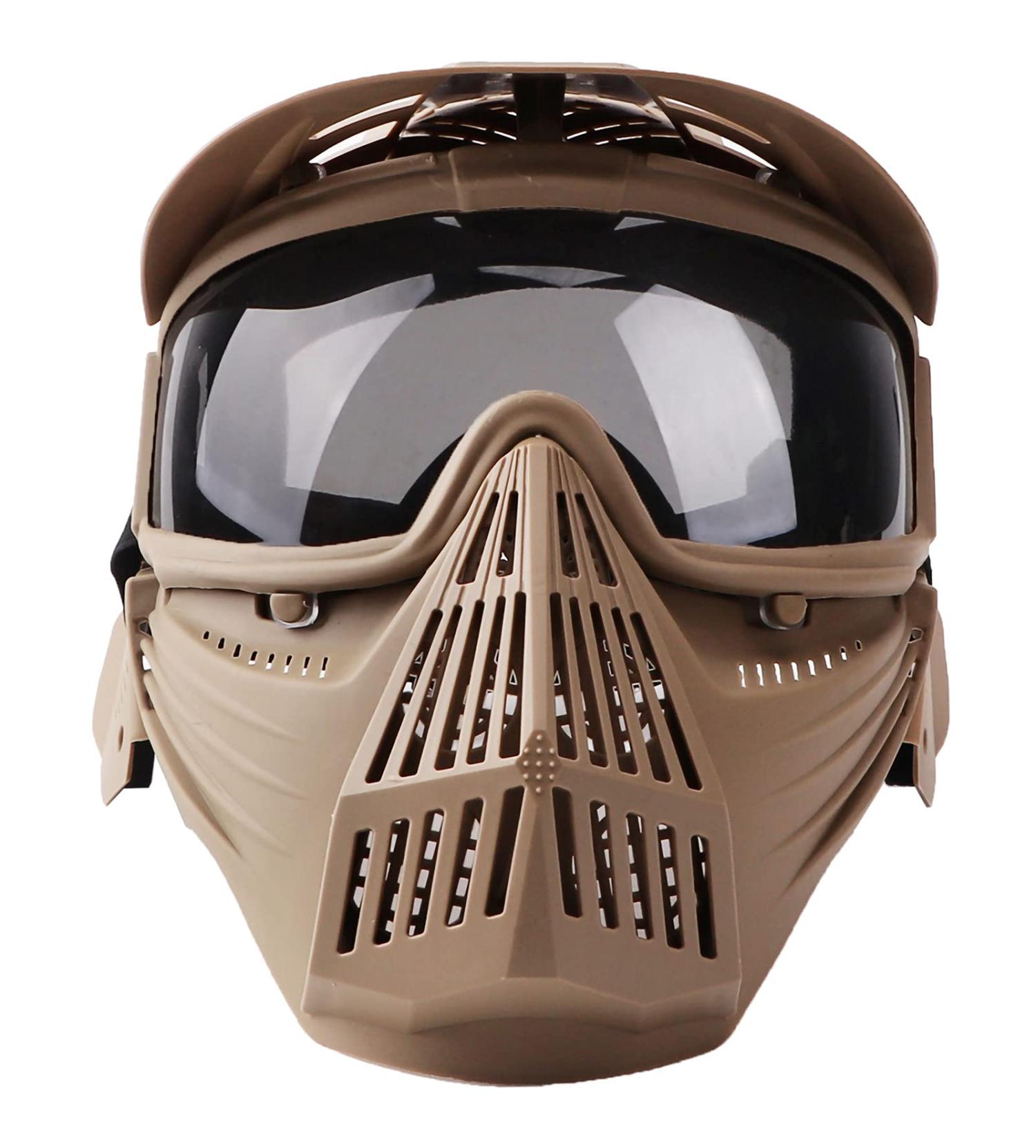 Senmortar Airsoft Mask - Full Face Tactical Protection Gear for Halloween, CS Game, Motocross - Desert & Grey - Buy Online on SooperMarket.com