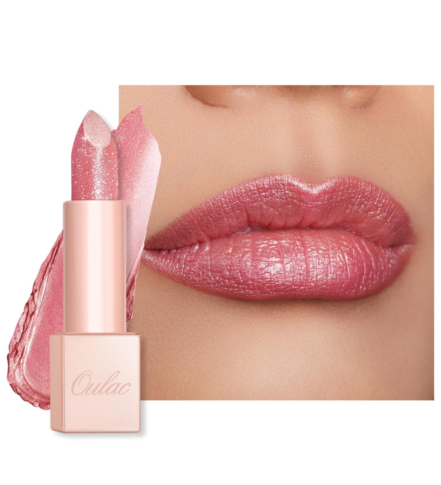Oulac Moisture Shine Lipstick in Pink Jewel (PG03) - Creamy Shimmering Vegan Lip Care for Moisturized Lips - Buy Online on SooperMarket.com