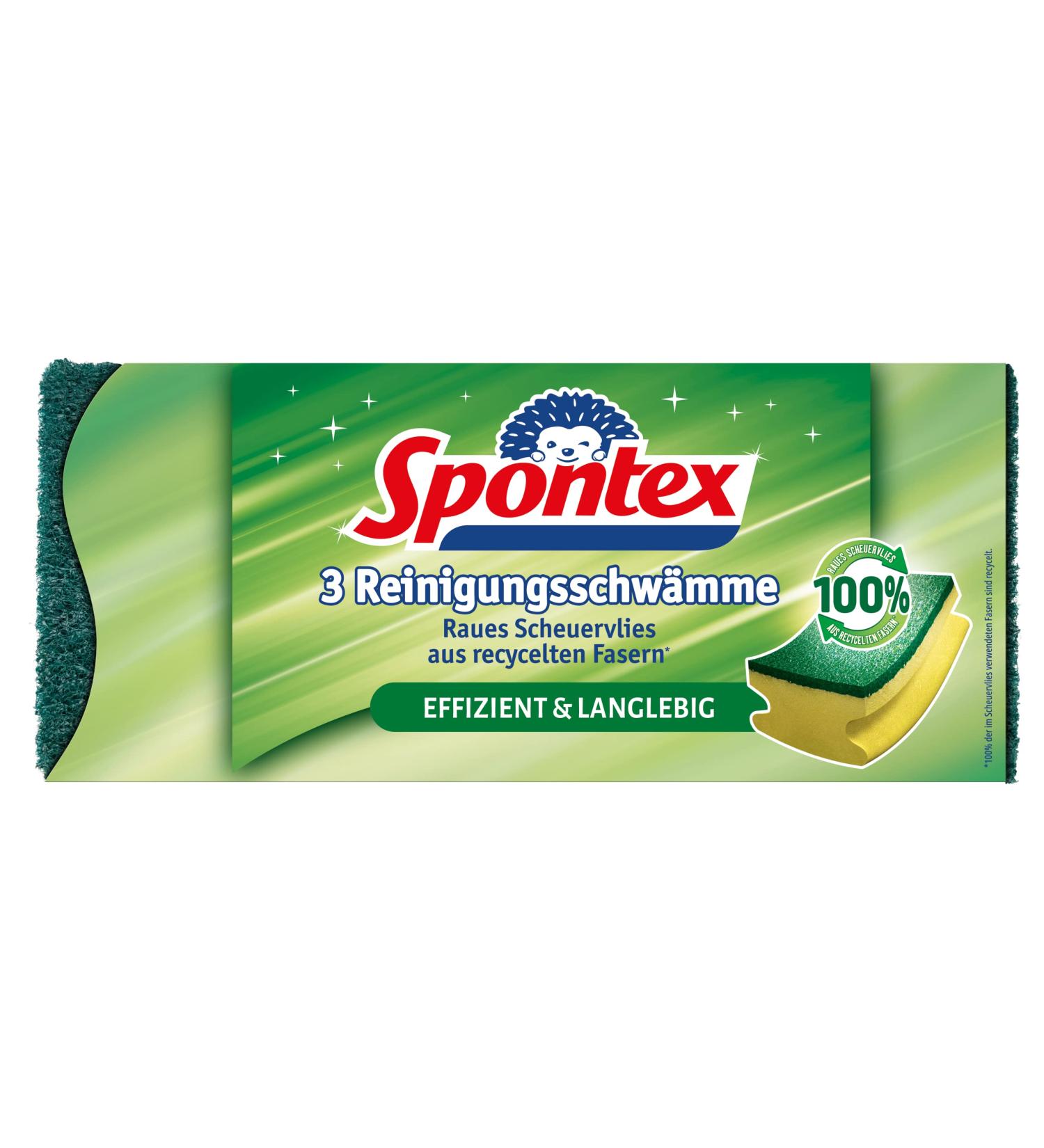 Spontex Recycled Fibers Cleaning Sponge - Sustainable 100% Recycled Fleece for Pots & Pans - 3 Pack - Buy Online on SooperMarket.com
