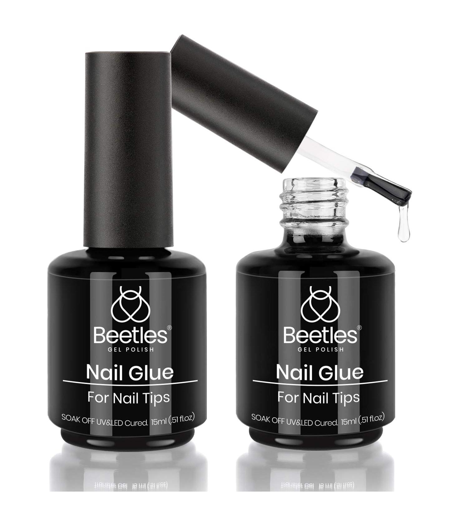 Beetles Gel Polish 2 in 1 Nail Glue & Base Gel Kit | 2PCS 15ML Strong Brush-On Glue for Acrylic, False Nails & Gel Polish | UV/LED Lamp Required - Buy Online on SooperMarket.com
