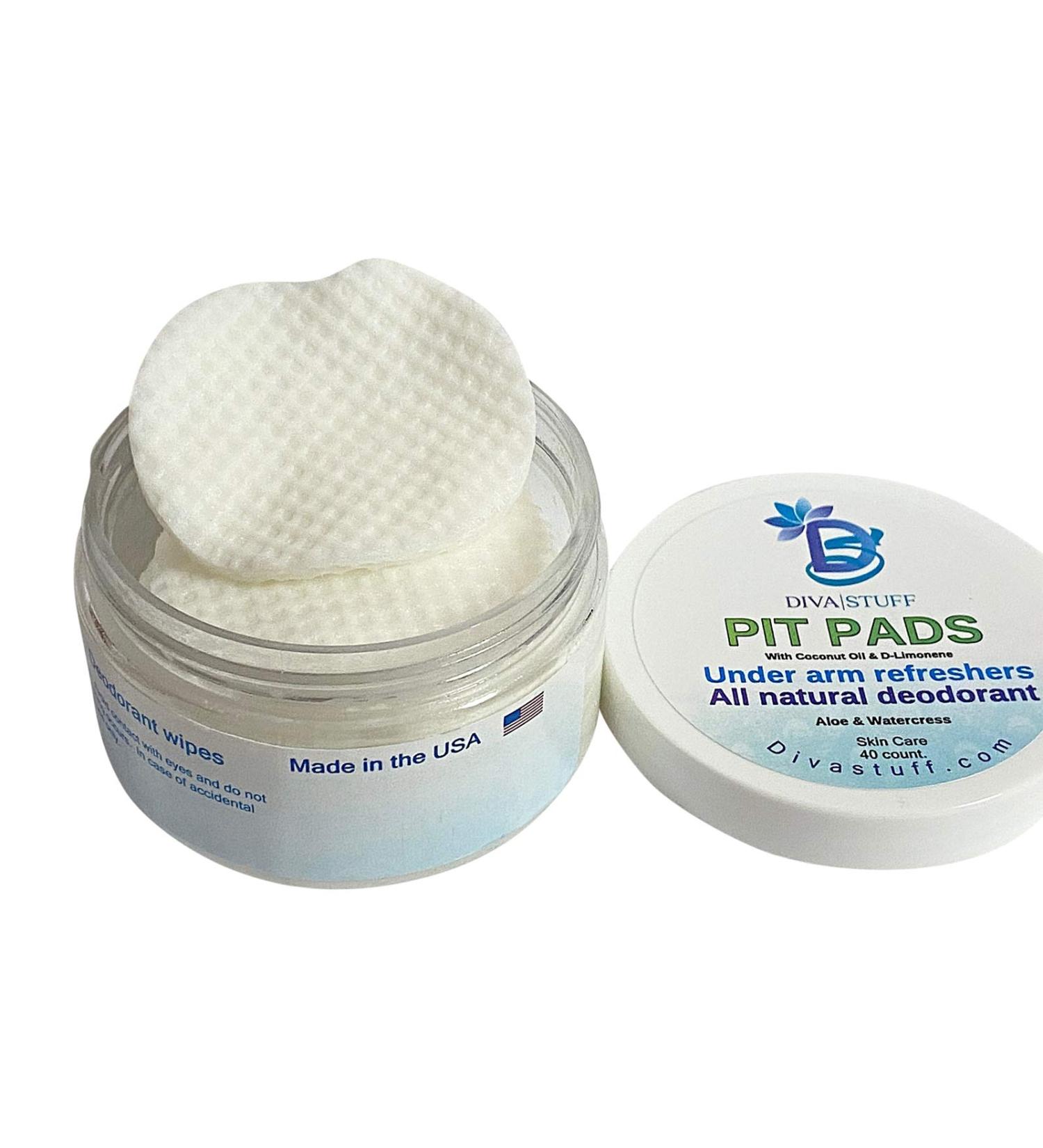 All Natural Aluminum Free Deodorant Pit Pads - Watercress & Aloe Scent - 40 Pads by Diva Stuff - International Shipping Available - Buy Online on SooperMarket.com