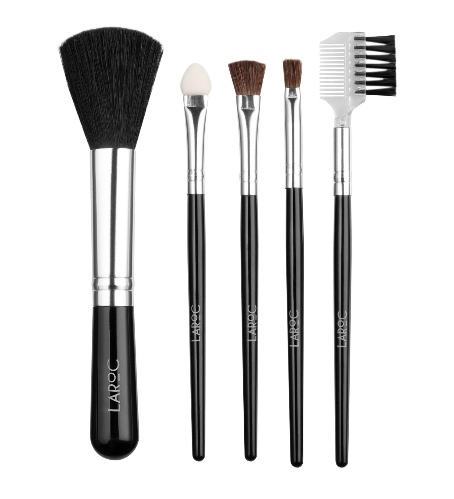 Make Up Brush Set LaRoc 5pc - Complete Compact Set - Eyeshadow Brush & Sponge Powder/Blusher Brush Eyebrow Brush & More - Professional Synthetic Makeup Brushes Set - Buy Online on SooperMarket.com