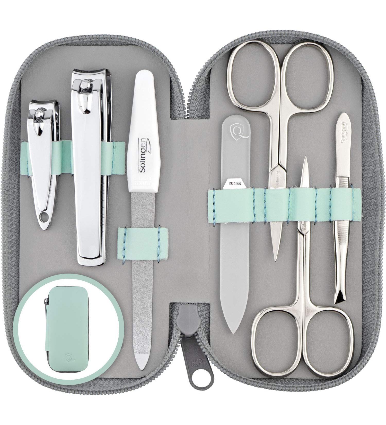 Marqus 7-Piece Manicure Set | Premium Solingen Quality | Real Leather Etui | Patented Glass Files for Hand & Foot Care - Perfect Gift for Men & Women - Buy Online on SooperMarket.com
