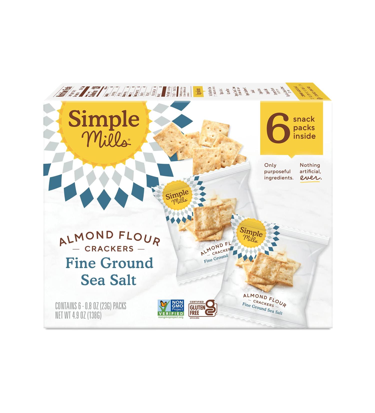 Simple Mills Almond Flour Crackers - Gluten Free, Vegan Sea Salt Snacks (4.9 oz) - Buy Online on SooperMarket.com