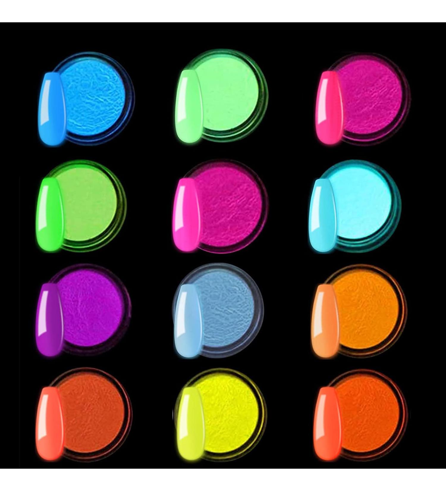 Kalolary Neon Color Nail Powder Set - Luminous Pigment for Acrylic Nail Art - Rainbow Glitter for Halloween & Christmas DIY Nail Decoration - Buy Online on SooperMarket.com