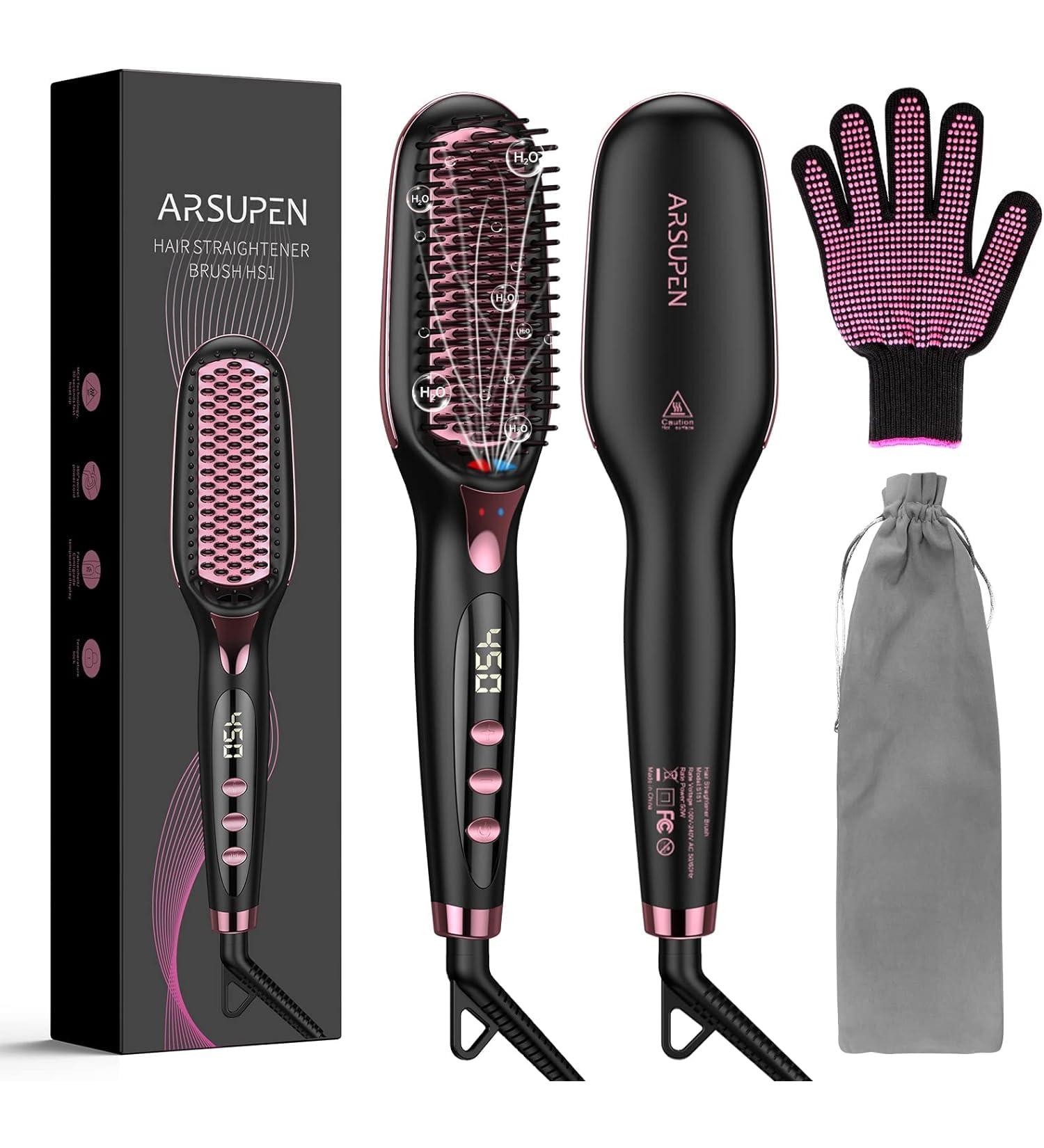 Shop Hair Straightener Brush - Ceramic Hot Comb with 16 Temp Settings Dual Voltage & Anti-Scald for Effortless Styling | Global Shipping Available - Buy Online on SooperMarket.com
