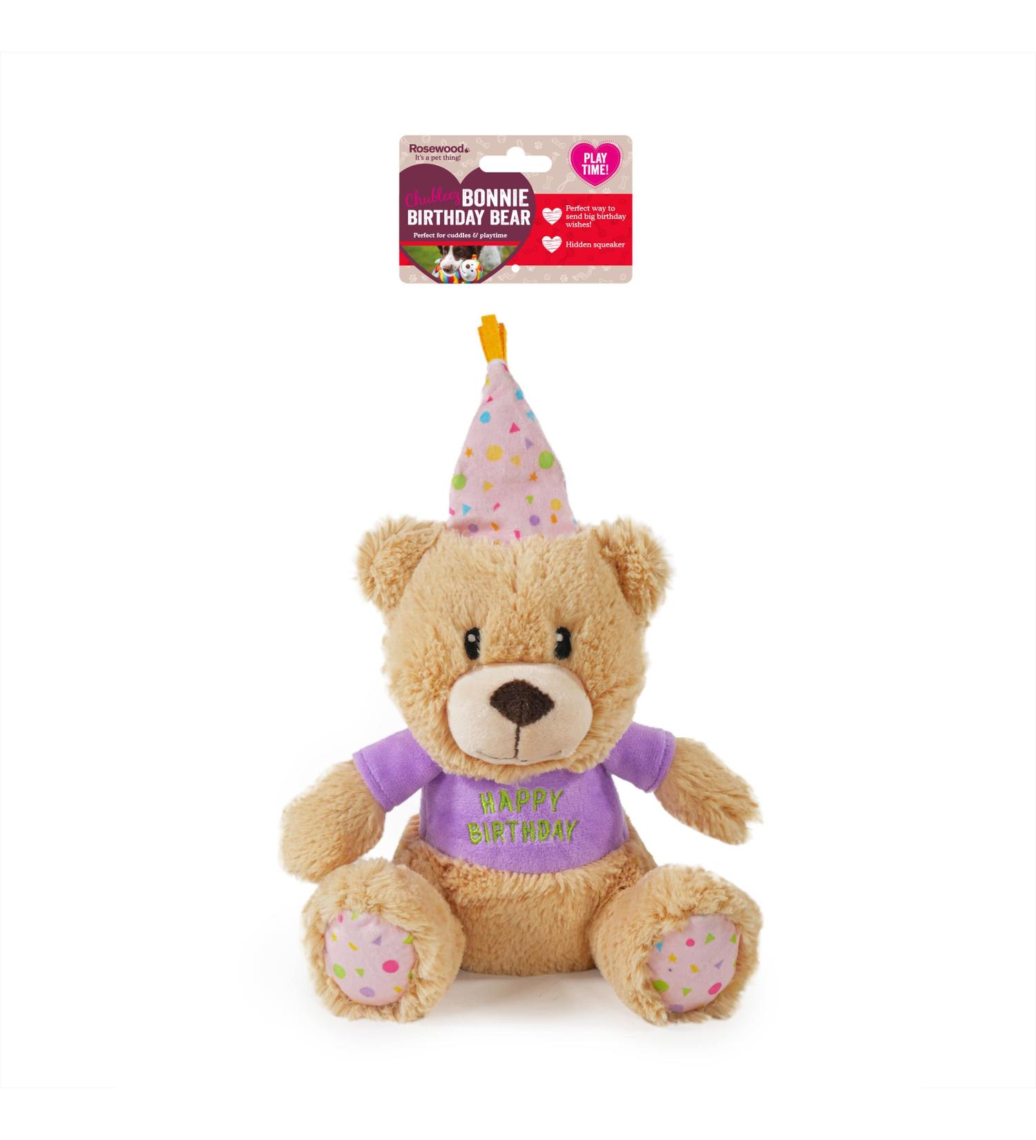 Rosewood Chubblez Bonnie Birthday Bear Plush Dog Toy - Perfect Gift for Dogs - Buy Online on SooperMarket.com