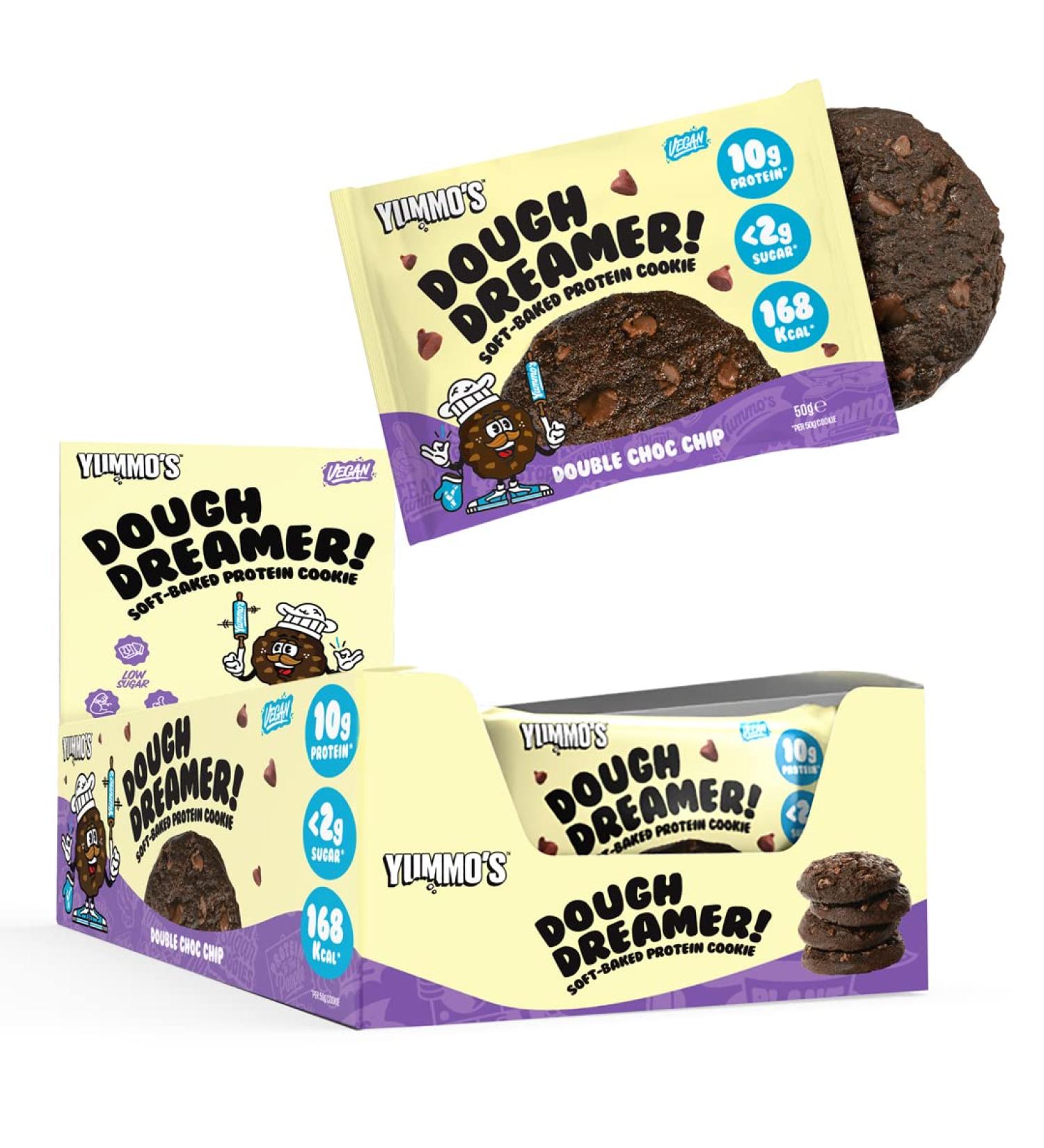 Yummo's Dough Dreamer Vegan Protein Cookie (12x50g) - Double Choc Chip Flavor - Buy Online on SooperMarket.com