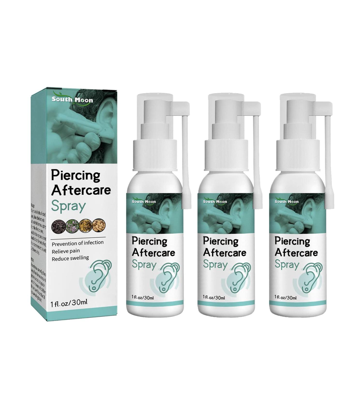 Piercing Aftercare Spray Ear Hole Care Spray Ear Piercing Cleaning Solution Portable Pierced Ear Care Solution Swelling Ear Pierced Skin for Ears Nose Nipples Belly 30ml*3 - Buy Online on SooperMarket.com