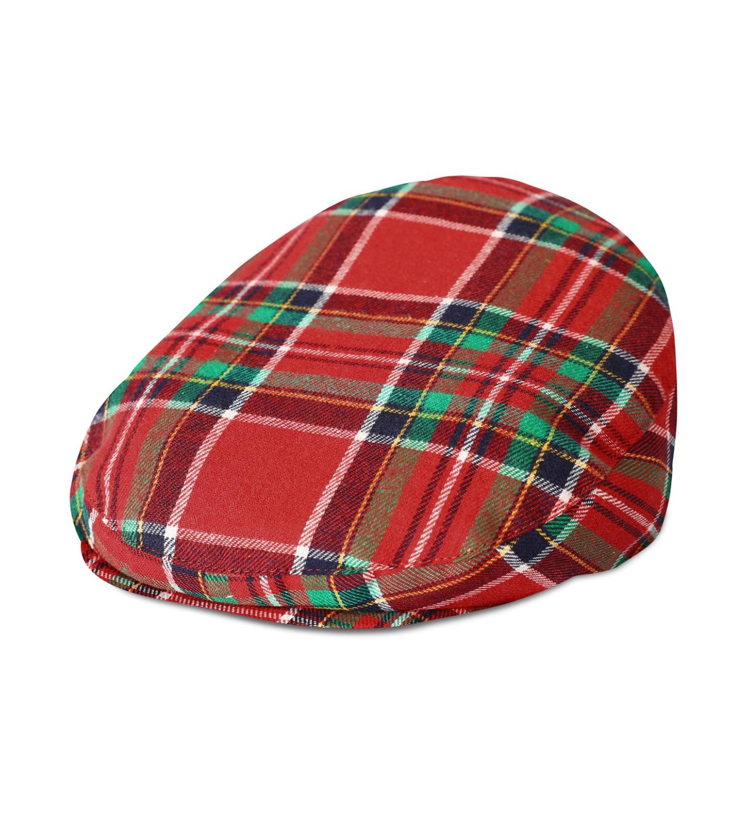 Mint Green Baby Flat Cap for Ages 6-8 Years | Red Plaid Vintage Drivers Hat - Buy Online on SooperMarket.com