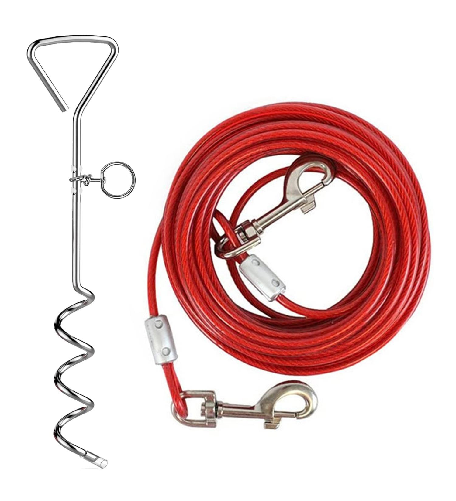 Dog Tie Out Cable and Stake Heavy Duty Dog Tie Out Stake Sturdy Dog Lead Stake Dog Camping Stake for Outdoor Yard and Camping Puppy Pet and Medium Dogs Red - Buy Online on SooperMarket.com