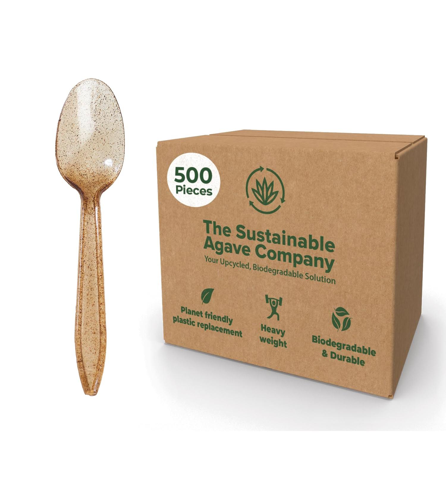 Sustainable Agave Co - Agave Fiber Spoons - Plastic-Free Biodegradable Compostable Plant-Based - Brown Bulk - 500 Count - Buy Online on SooperMarket.com