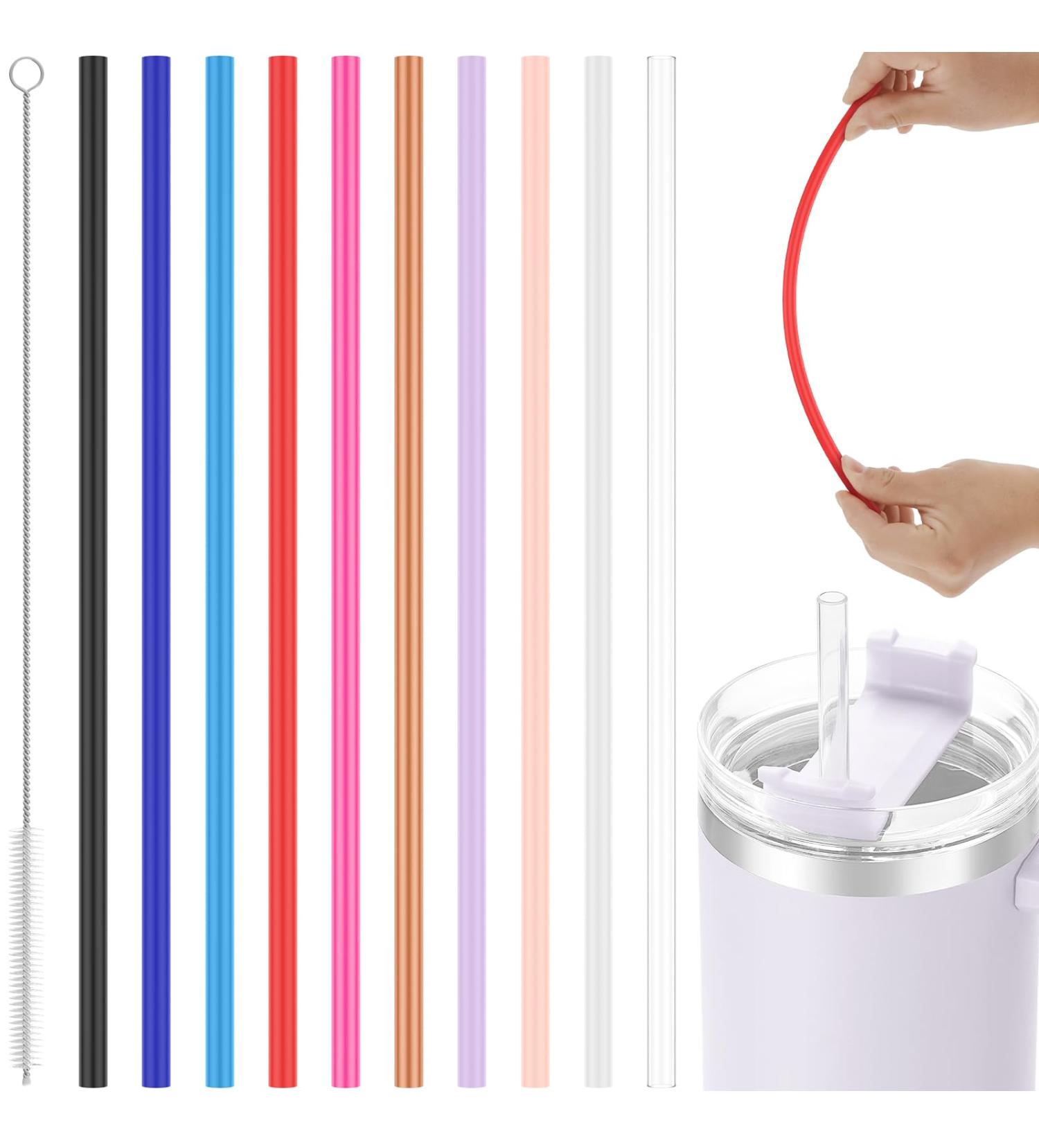 XM 10 Pack Reusable Straws with Clearing Brush 12in Long Replacement Straws 10 Colors Tumblers Straw Replacement Food Grade Reusable Plastic Straws Durable for 40oz Tumblers Mugs Half Gallon Jug SHAFU - Buy Online on SooperMarket.com