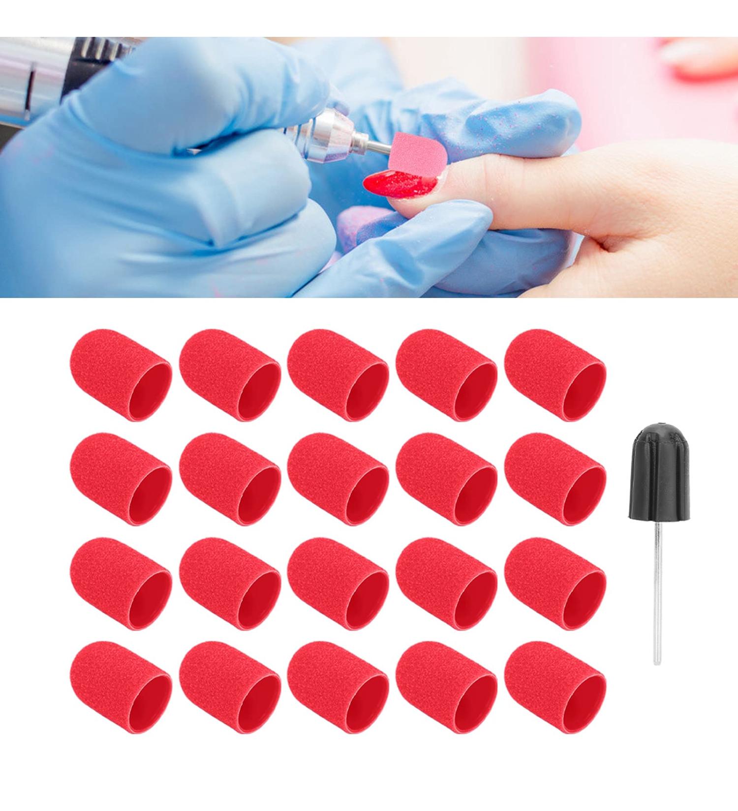 Nail Art Sanding Cap Set - Manicure Pedicure Tool for Home Salon (Red) - 16 x 25mm - Buy Online on SooperMarket.com
