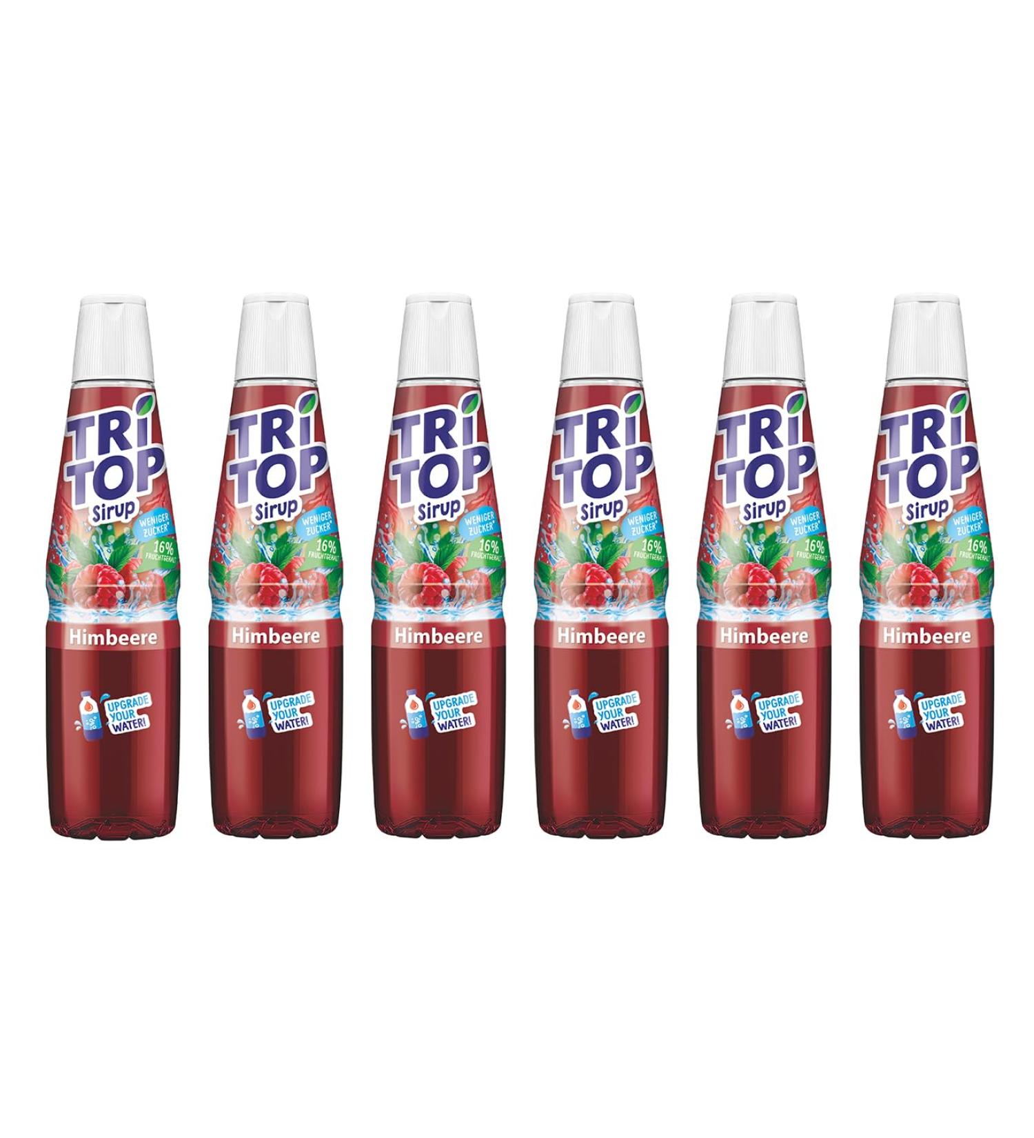 Tri Top Raspberry Low-Calorie Syrup - Refreshing Drink Cocktails & Desserts - Little Sugar 6 x 600ml - Buy Online on SooperMarket.com