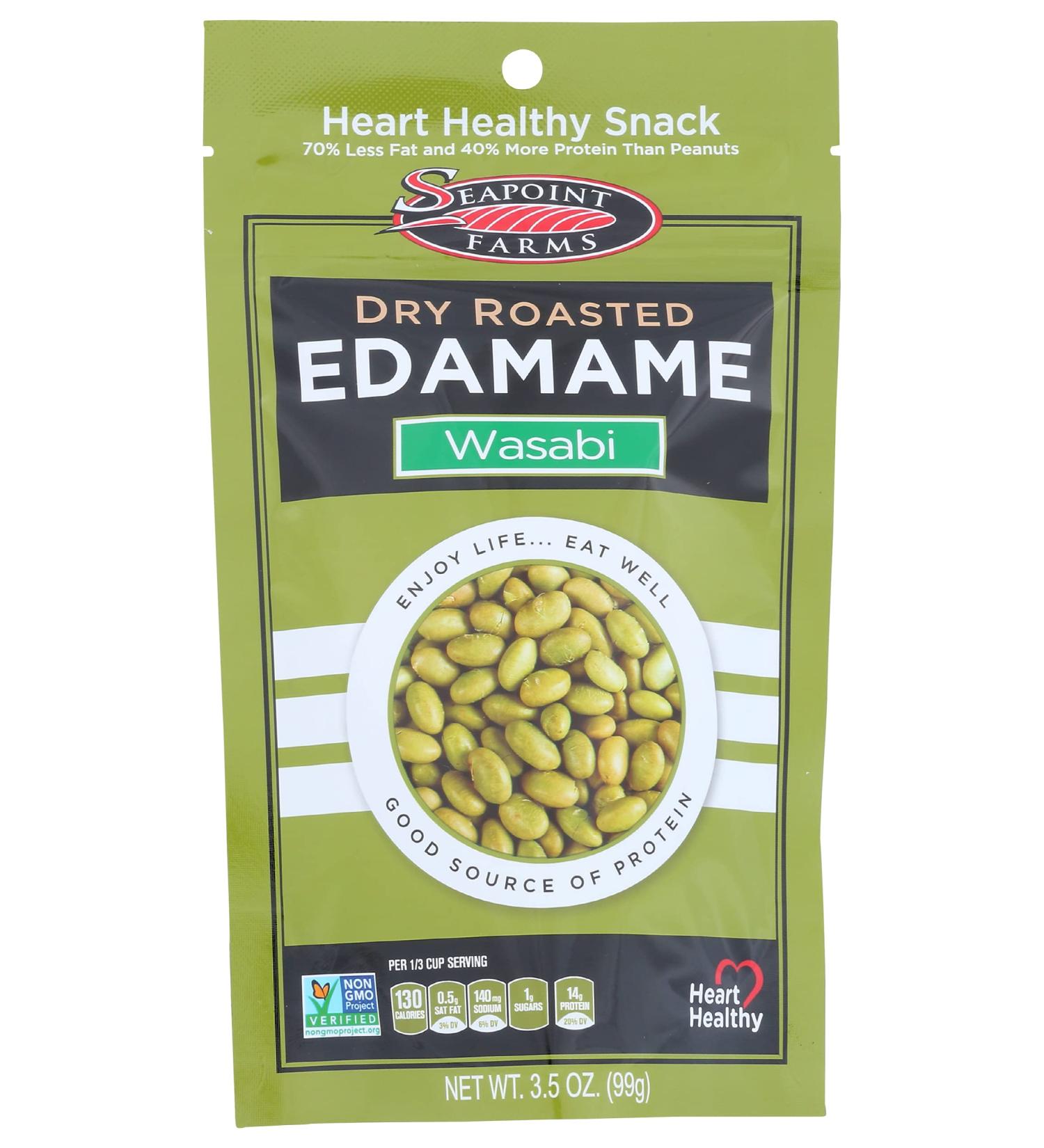 Seapoint Farms Dry Roasted Edamame Wasabi 3.5 Oz - Delicious and Spicy Snack - Buy Online on SooperMarket.com