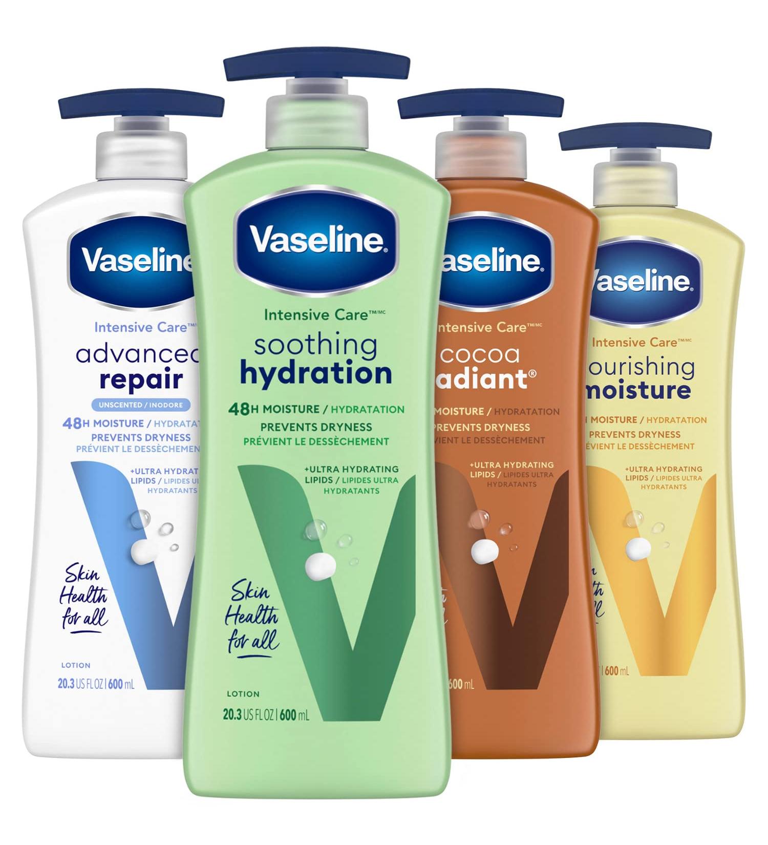 Vaseline Intensive Care Body Lotion Set | Ultra-Hydrating 4 Piece for Dry Skin | Soothing Advanced Repair & Healing | 20.3 Fl Oz Each - Men & Women - Buy Online on SooperMarket.com